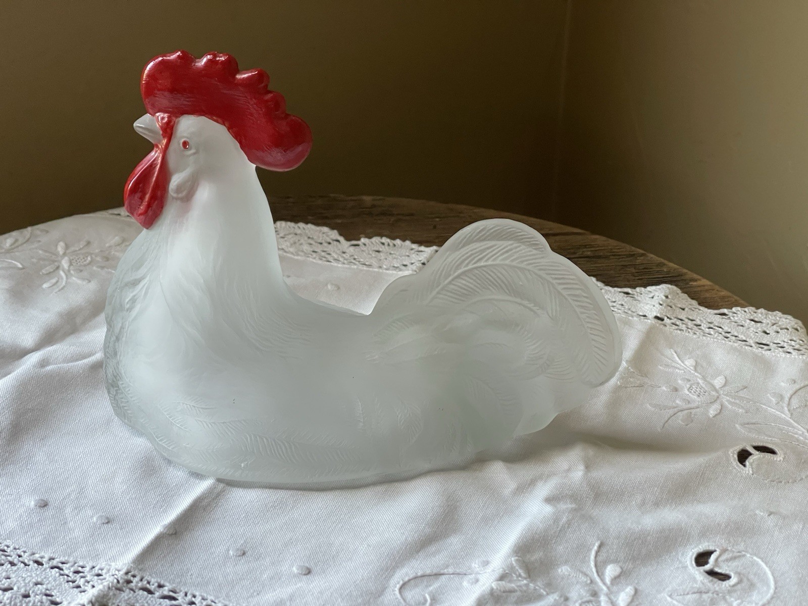 Westmoreland Rooster on Nest Candy Dish MCM Frosted Glass – REPLACEMENT LID