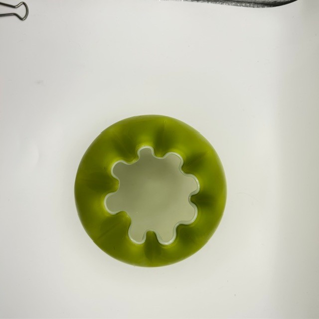 Vintage Yellow/Green Satin Blown Glass Round Bowl Vase