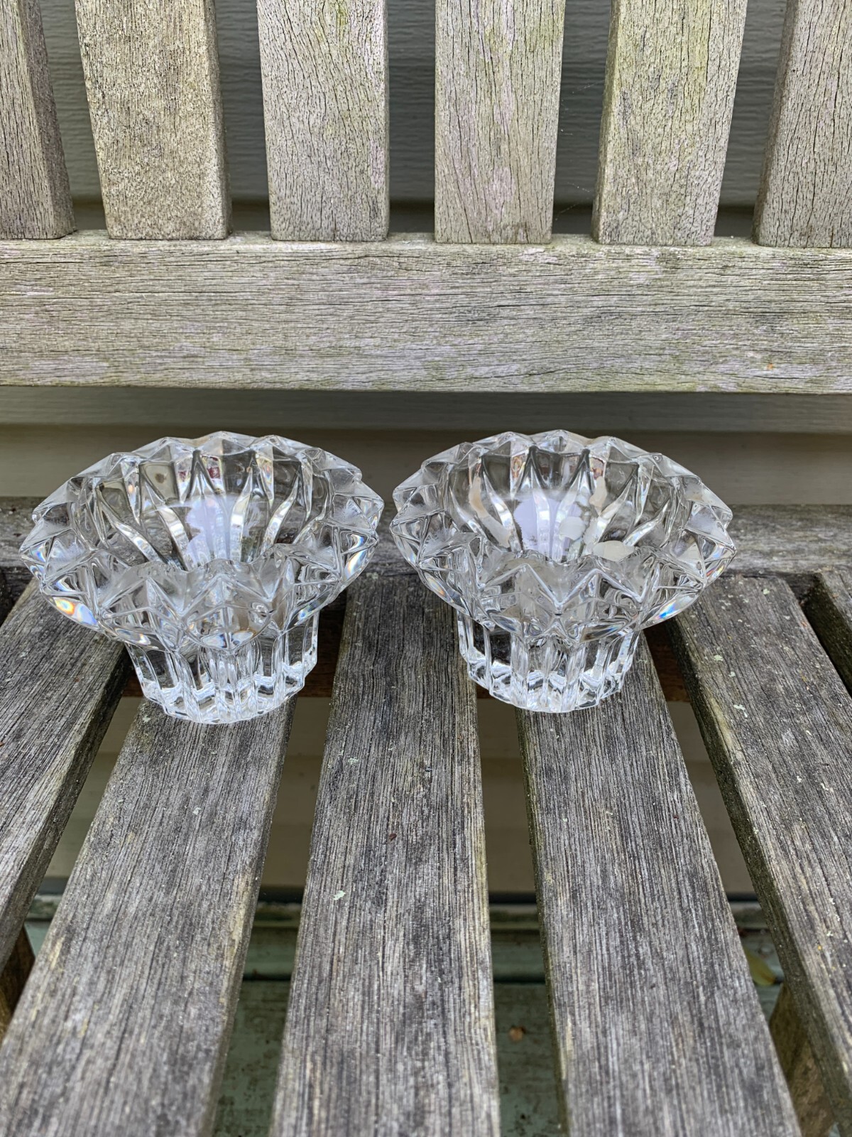 2 Small crystal candlesticks 2 inches wide