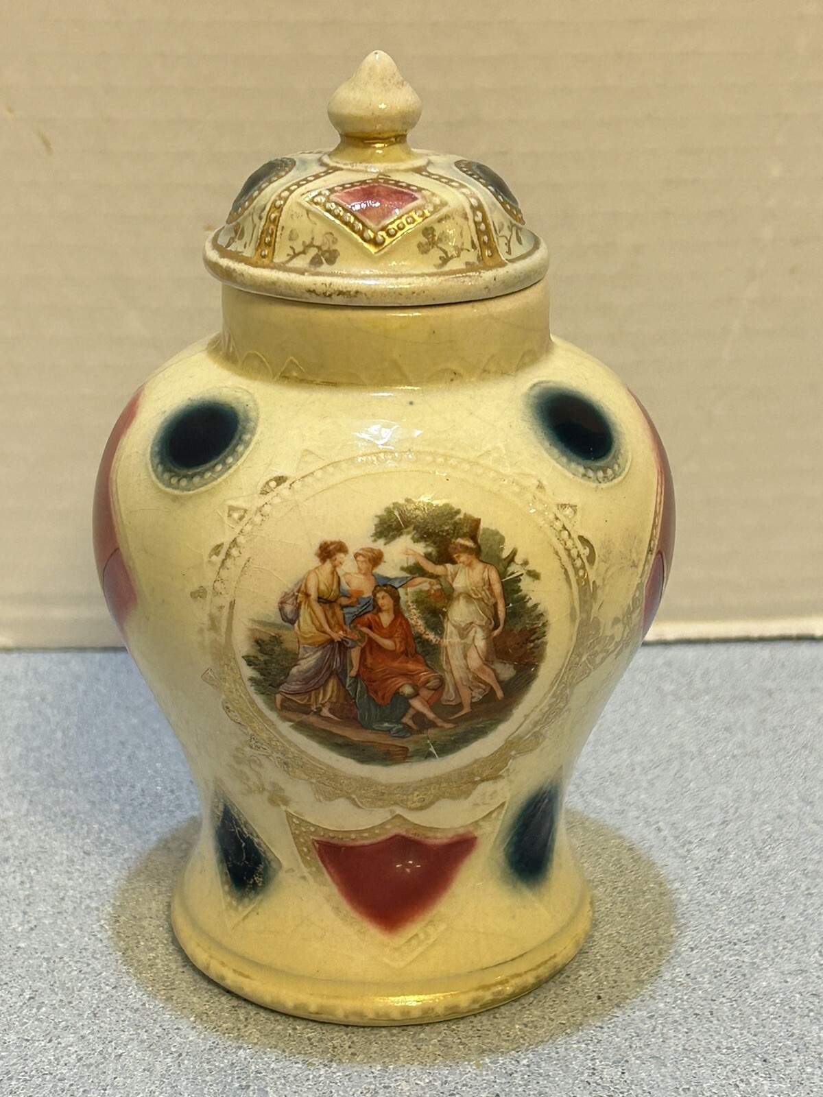 Ginger Jar/Vase/Urn Stamped Royal Vienna Patent 22983 On Bottom-Ladies Talking