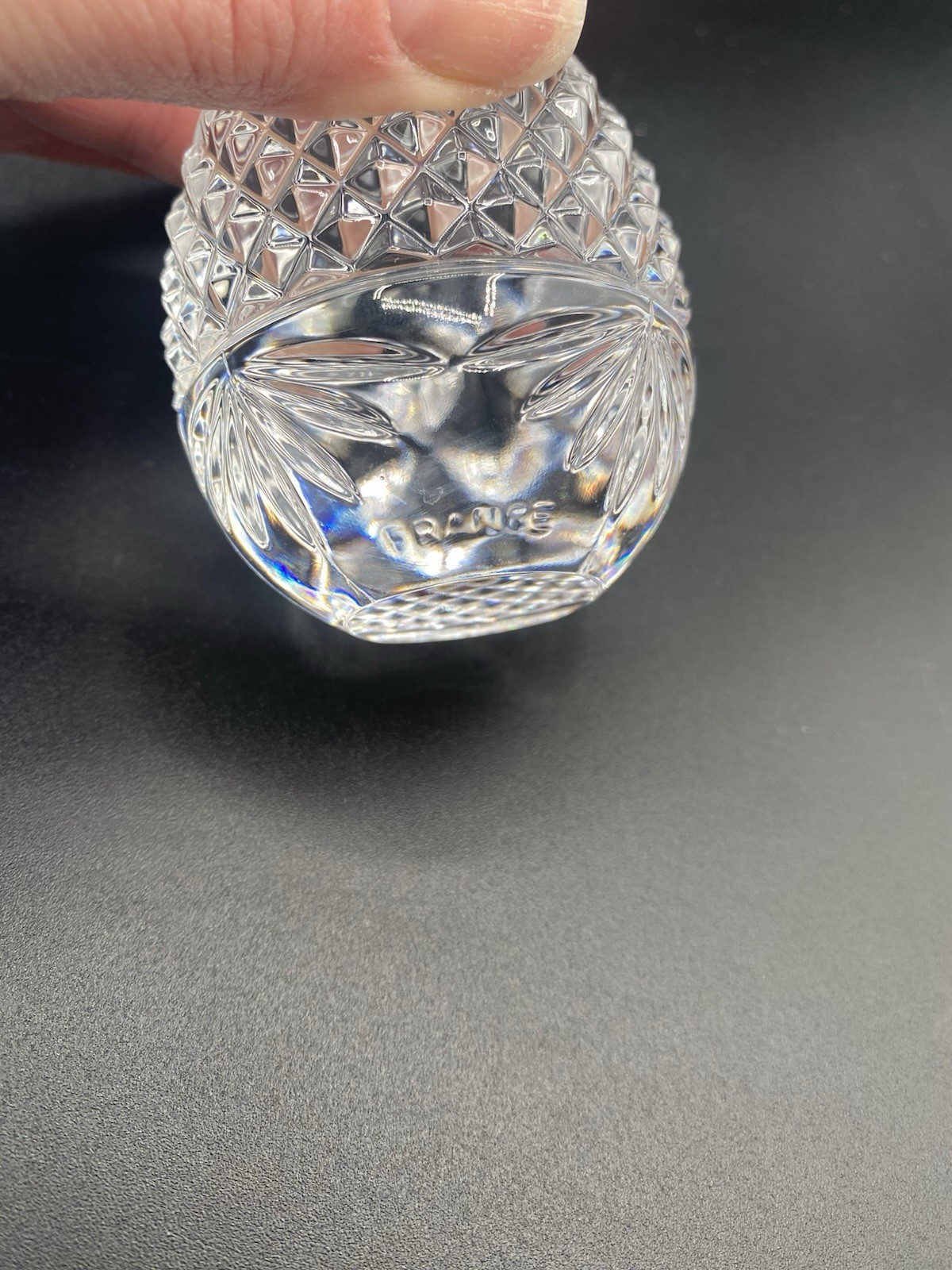 Vintage Egg Shaped Paperweight Solid Crystal Clear Cut Glass France 3.5″ Tall