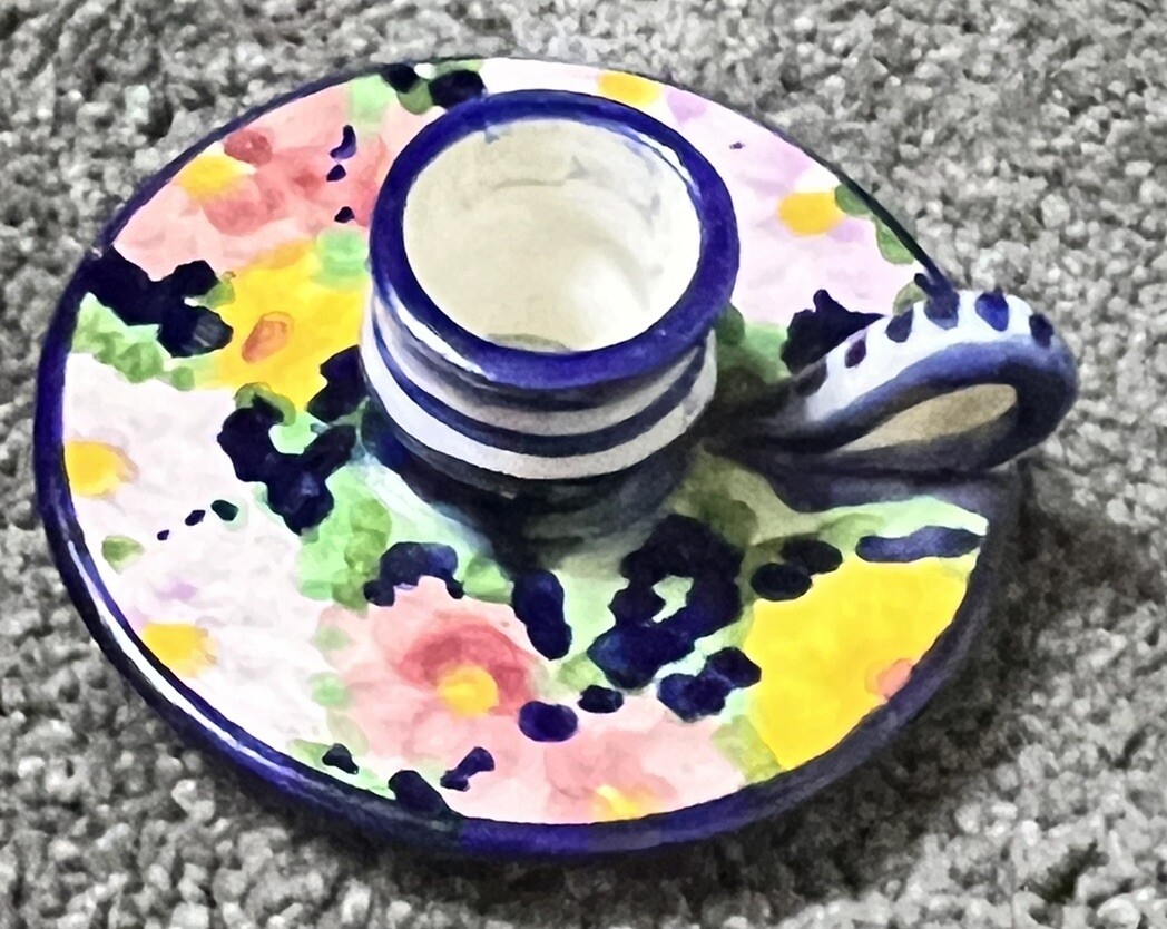 Jay Willfred Andrea By Sadek Portugal Ceramic Pansy Finger Loop Candle Holder