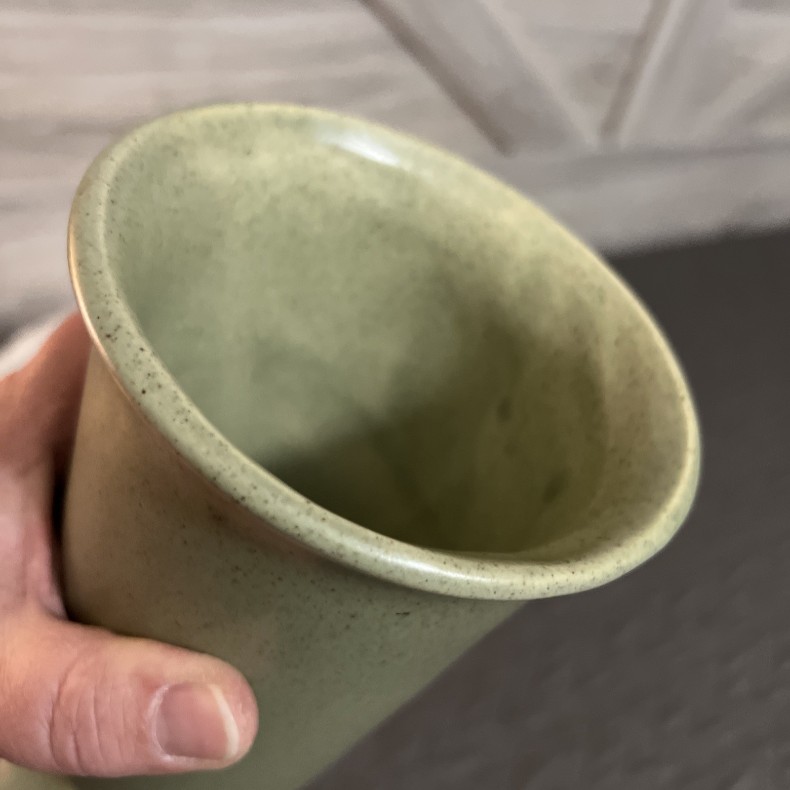 Vintage 1976 Haeger Pottery Vase Round Green 9 inch Made In USA