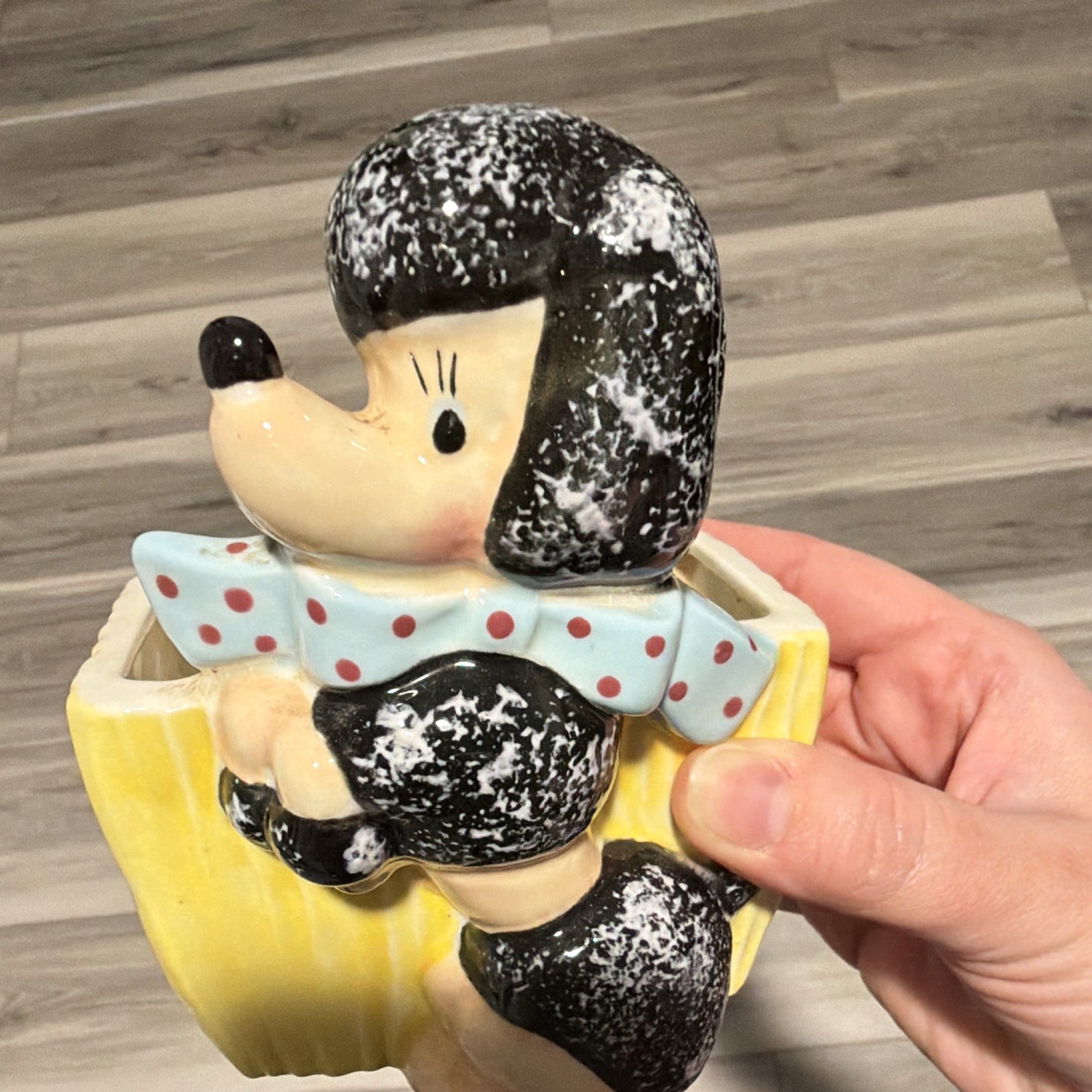 Vintage ceramic dog-poodle planter stamped 538