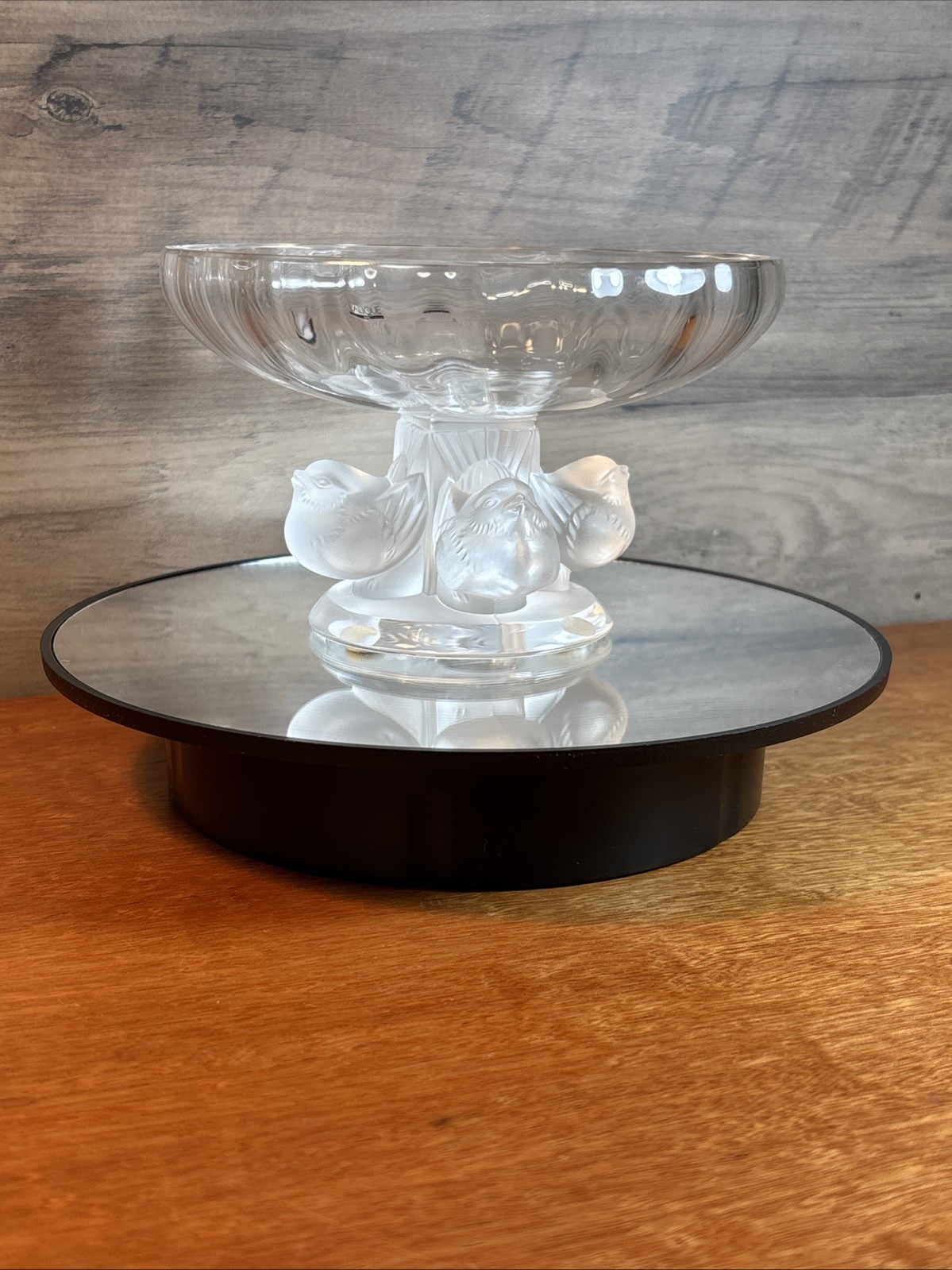 Beautiful Lalique Nogent Crystal Footed Compote Frosted And Clear Design France