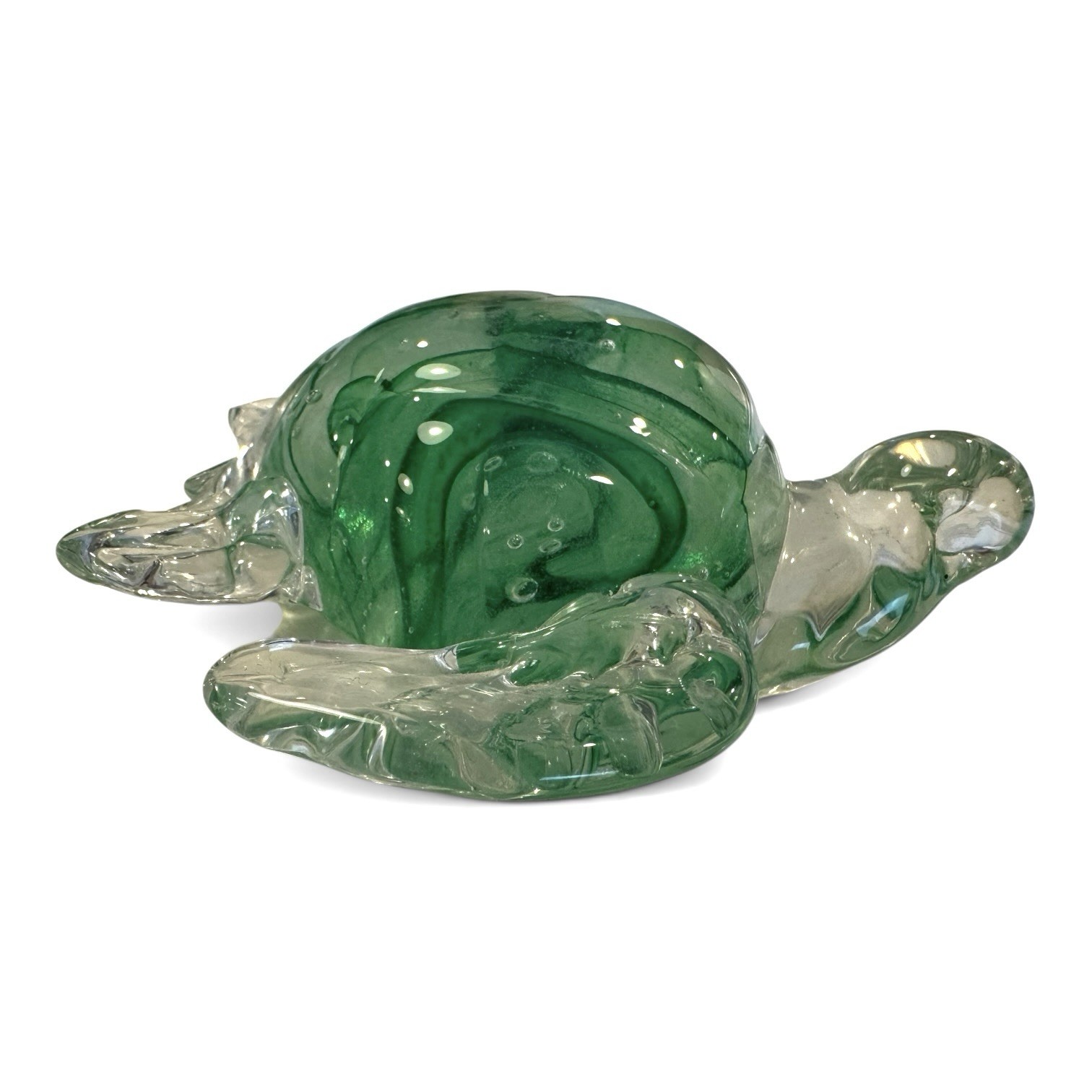 Green Glass Sea Turtle Paperweight Glow-In-The-Dark Dynasty Gallery