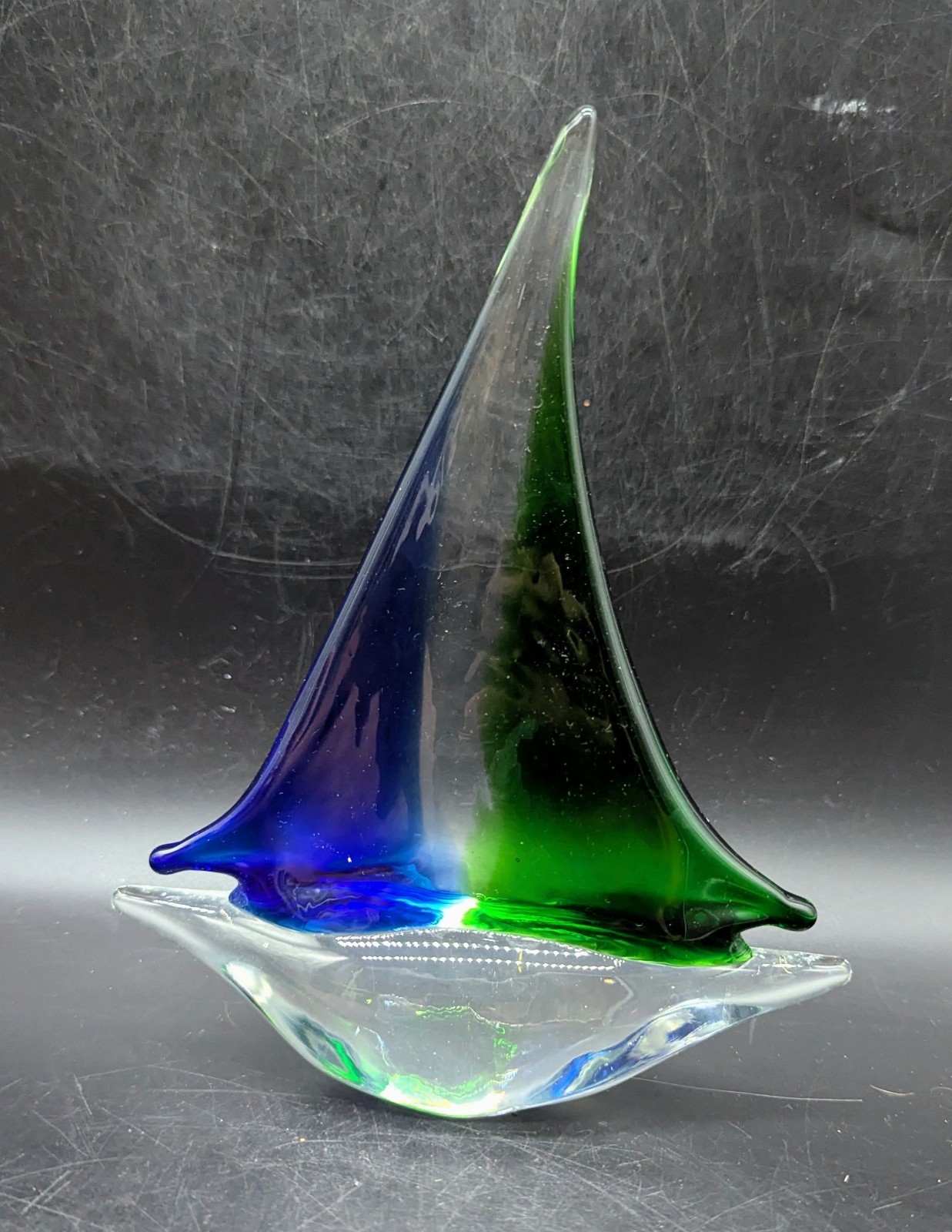 Art Glass Sailboat Boat Figurine Sculpture Paperweight Nautical Decor 7.5″