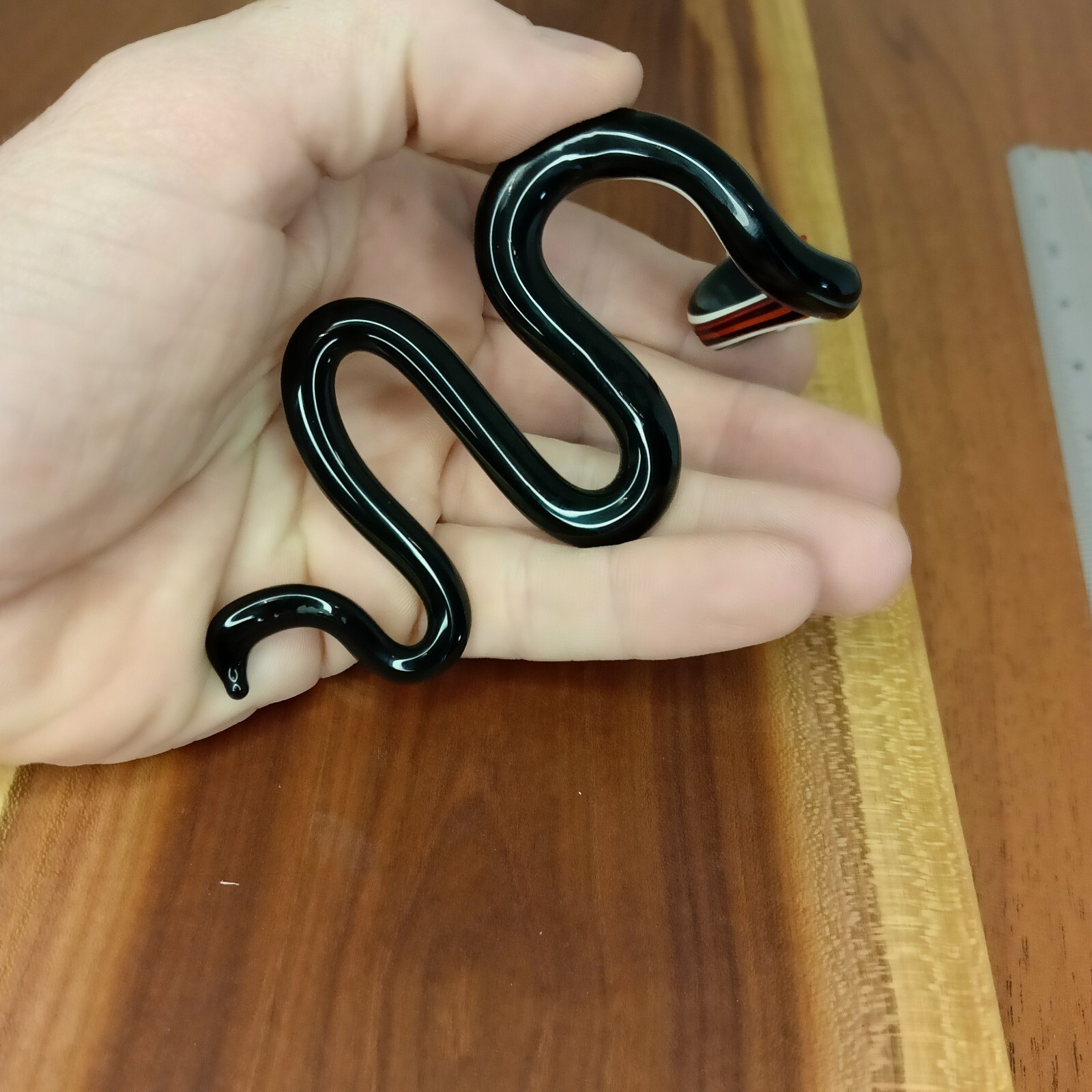 Glass figurine snake, viper, handmade, souvenir, statuette.
