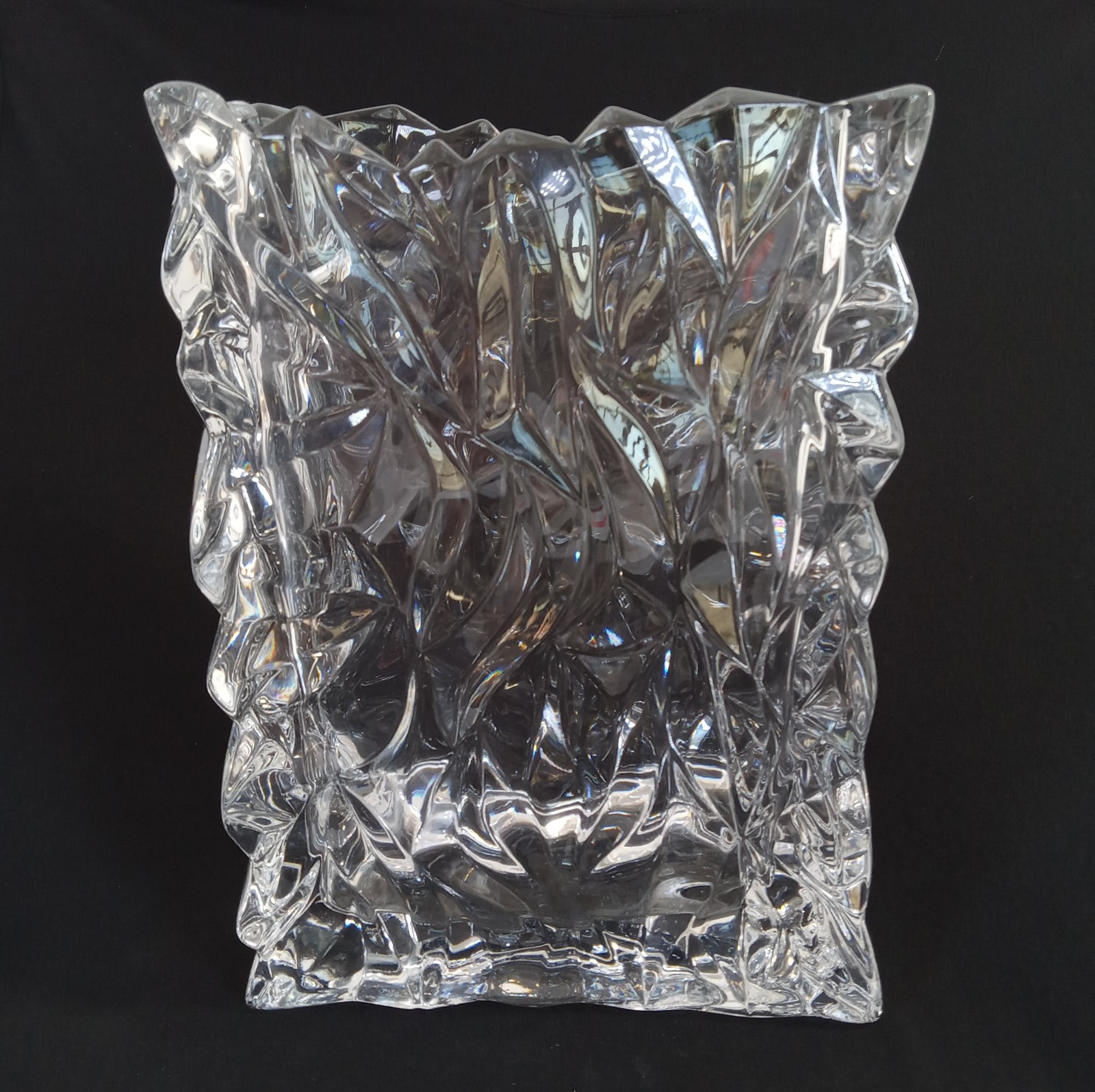 Rosenthal Studio Linie Crystal Paper Bag Vase 8.5″ Germany Art Glass 8 LBS
