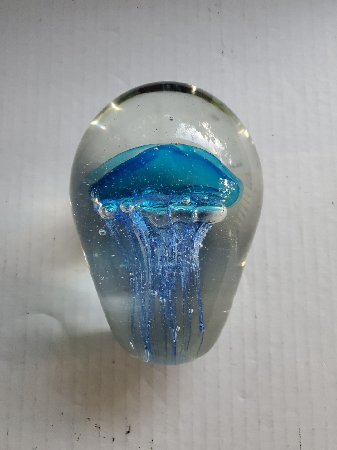 Jellyfish Art Glass Blue Paperweight 6 Inches Weighs 3 Pounds 14.5 Ounces