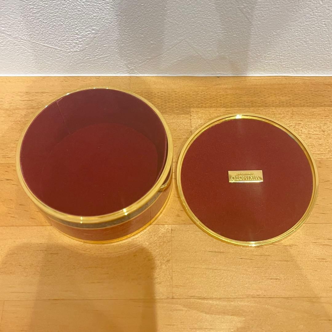 MIKIMOTO Crystal Lacquer Jewelry Case Red Bordeaux Small Jewelry Box
