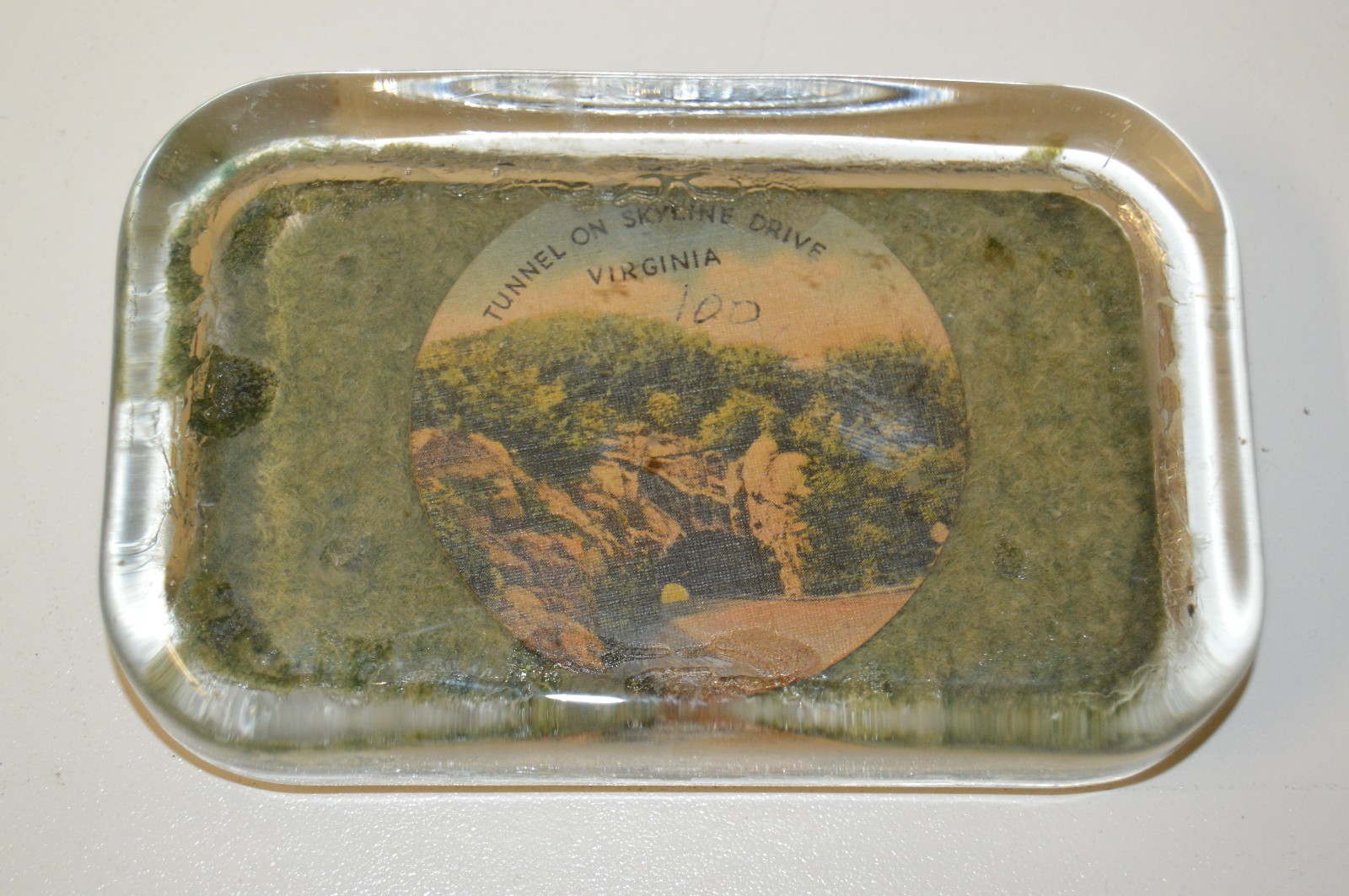 Vintage Glass Virginia Tunnel On Skyline Drive Drink Coaster Center Paperweight