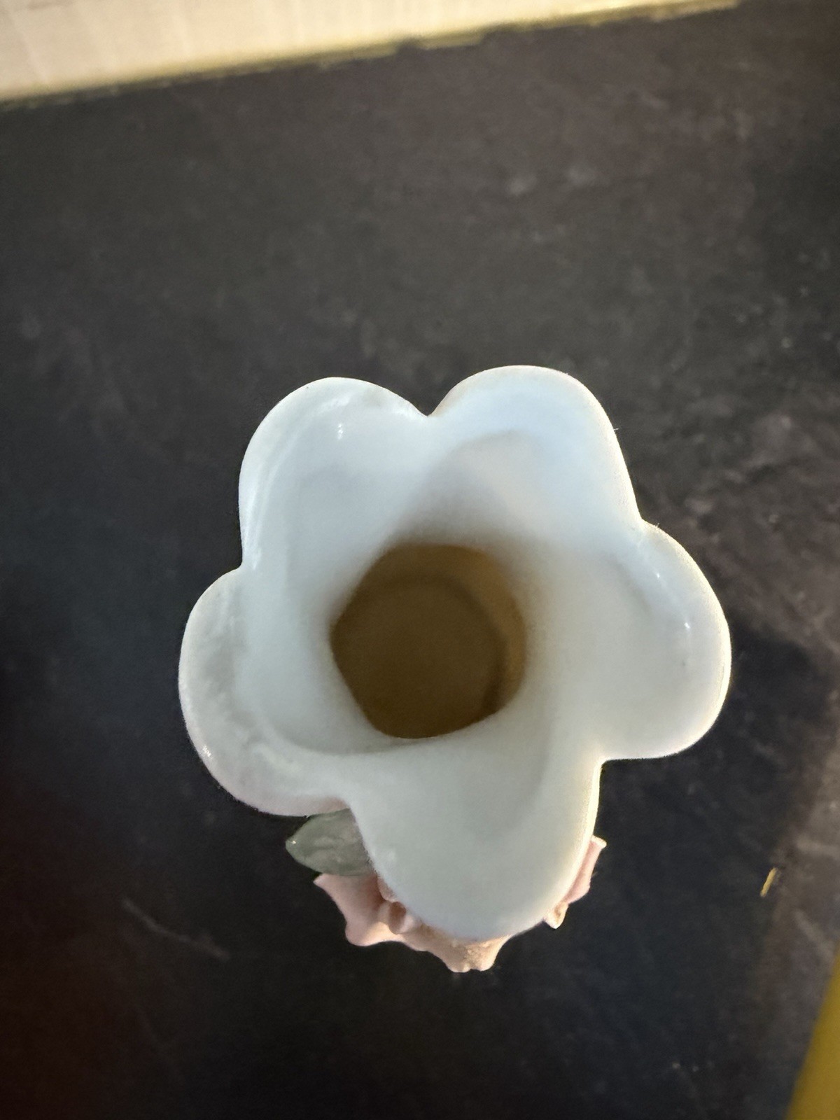 Small White Ceramic Bud Vase Pink Rose Floral Glossy Finish 4 in Made in China