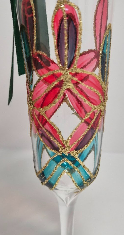 Waterford Crystal Champagne Flute Ornament Hand Painted Gold Trim Holiday Decor