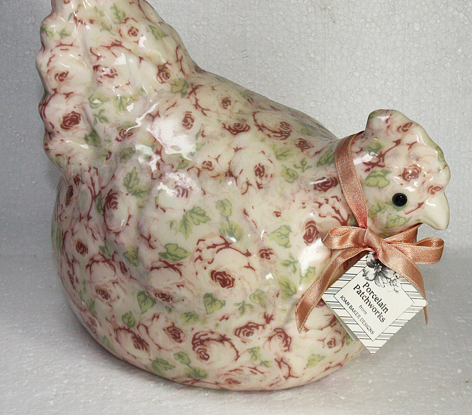 Joan Baker Unique Patchwork Porcelain Turkey Pink roses Ceramic Pottery