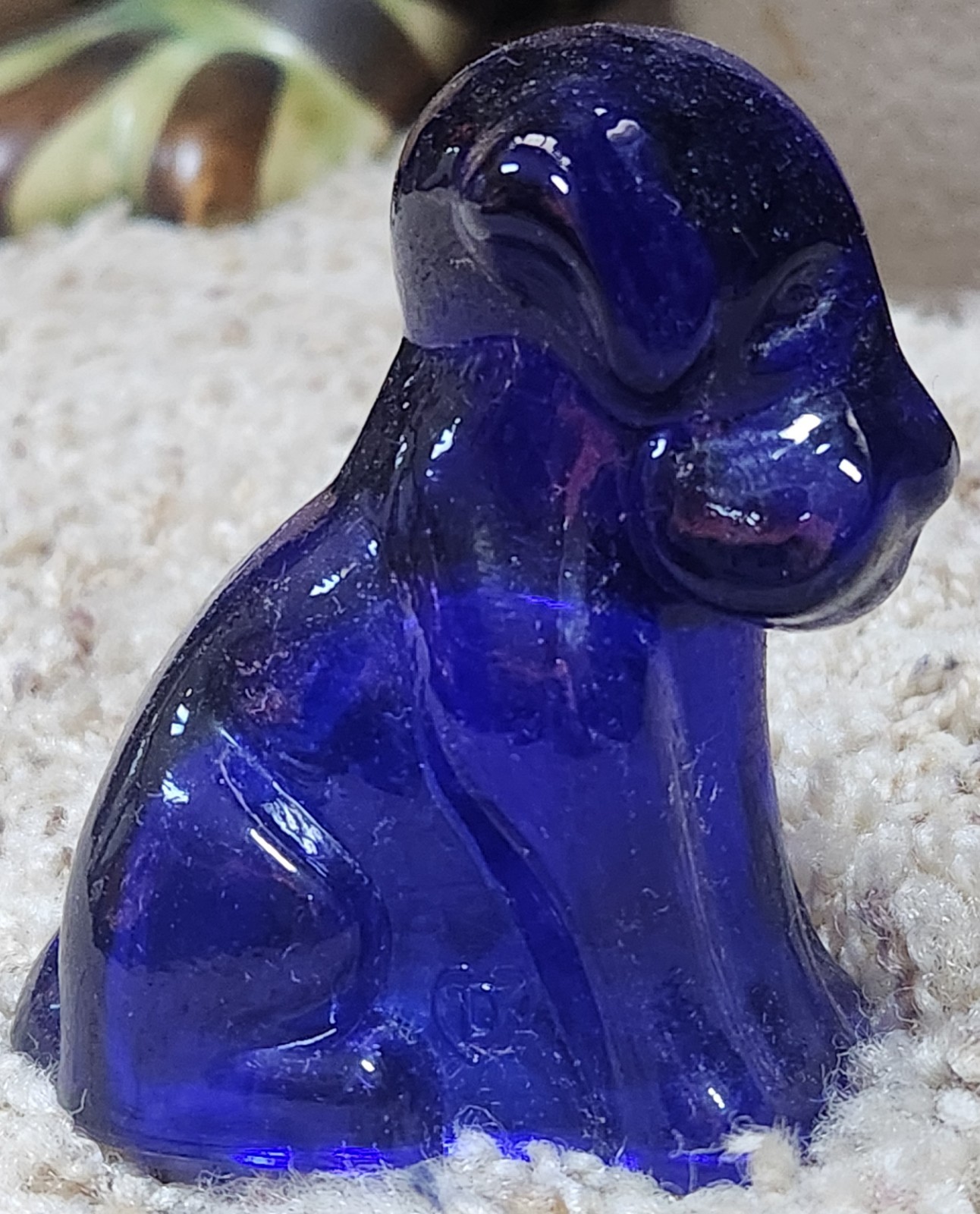 Vintage Degenhart Art Glass 3″ POOCHE #76 Cobalt Blue Figurine Paperweight