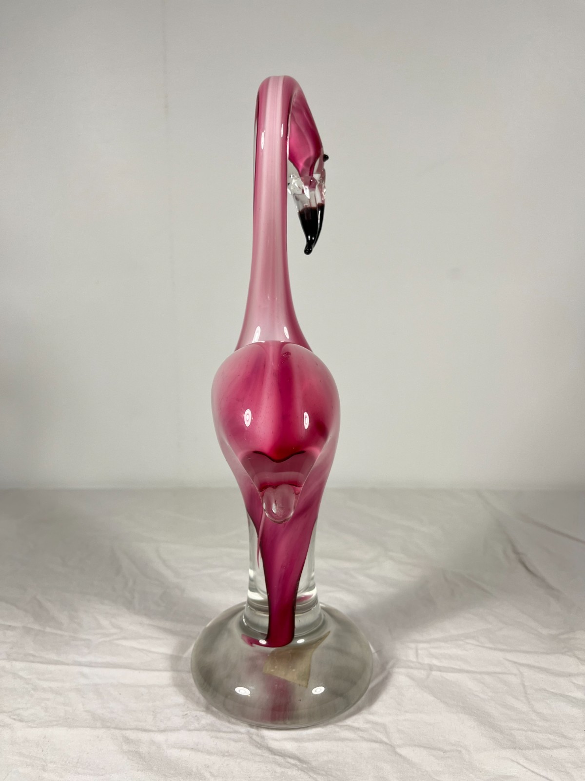 Vintage Murano – inspired art glass Pink Flamingo, 12″ Tall paper weight decor