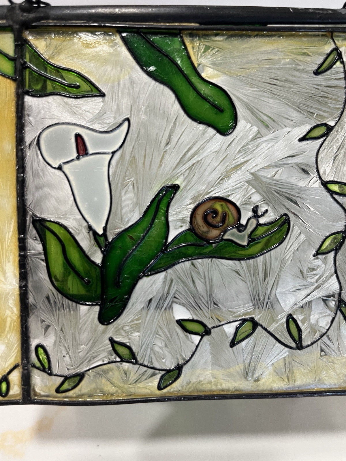 Painted Glass Birdhouse Suncatcher with Calla Lily & Humming Bird Motif