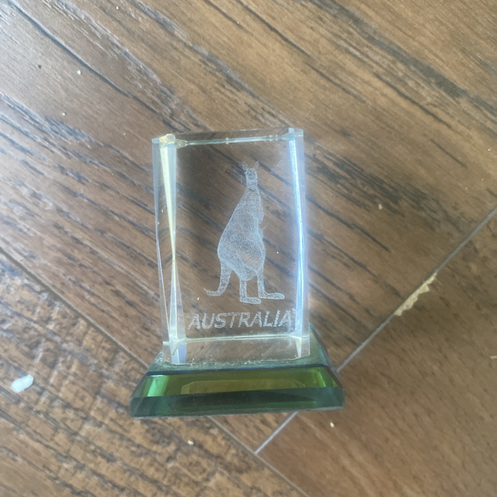 3D Laser Etched Glass Crystal Cube Australian Kangaroo 1.5″X2” Paperweight