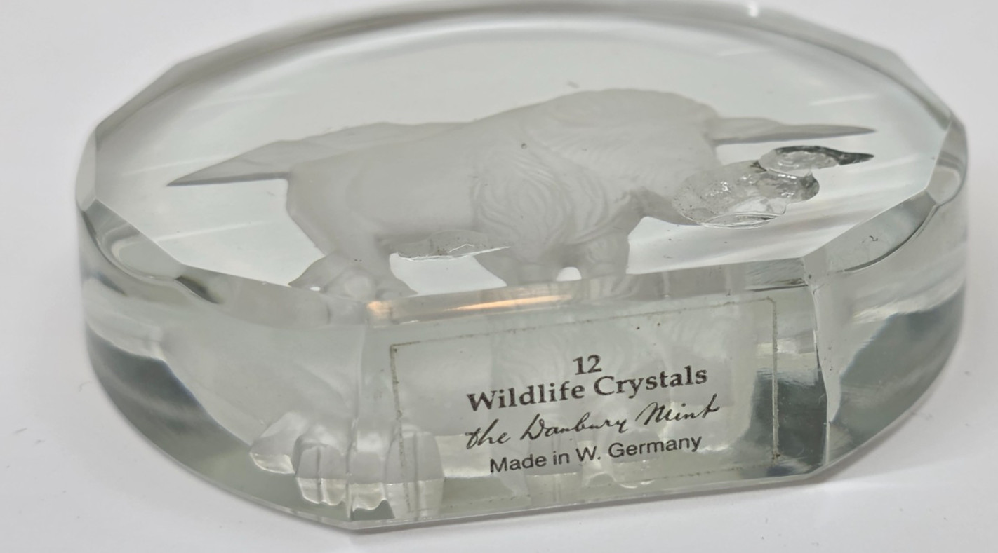 Danbury Mint Wildlife Crystal Paperweight Buffalo Bison Animal