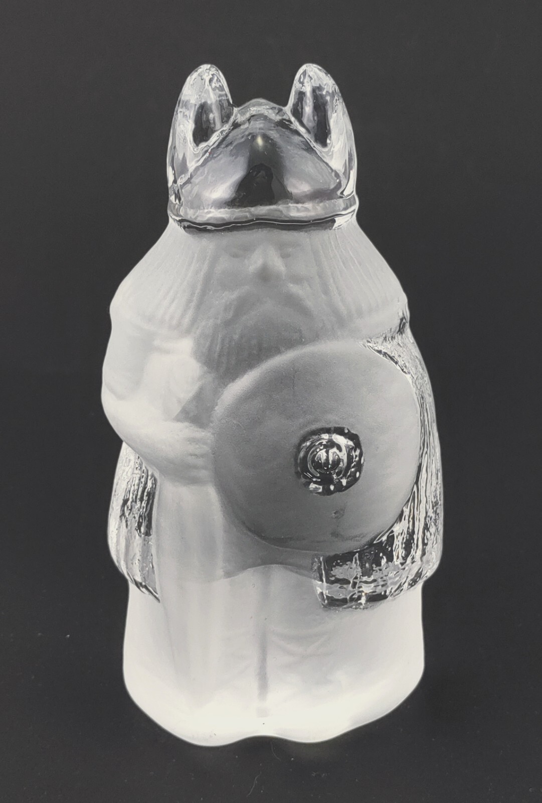 Vintage Nybro Sweden Crystal Viking Warrior Art Glass Paperweight Sculpture