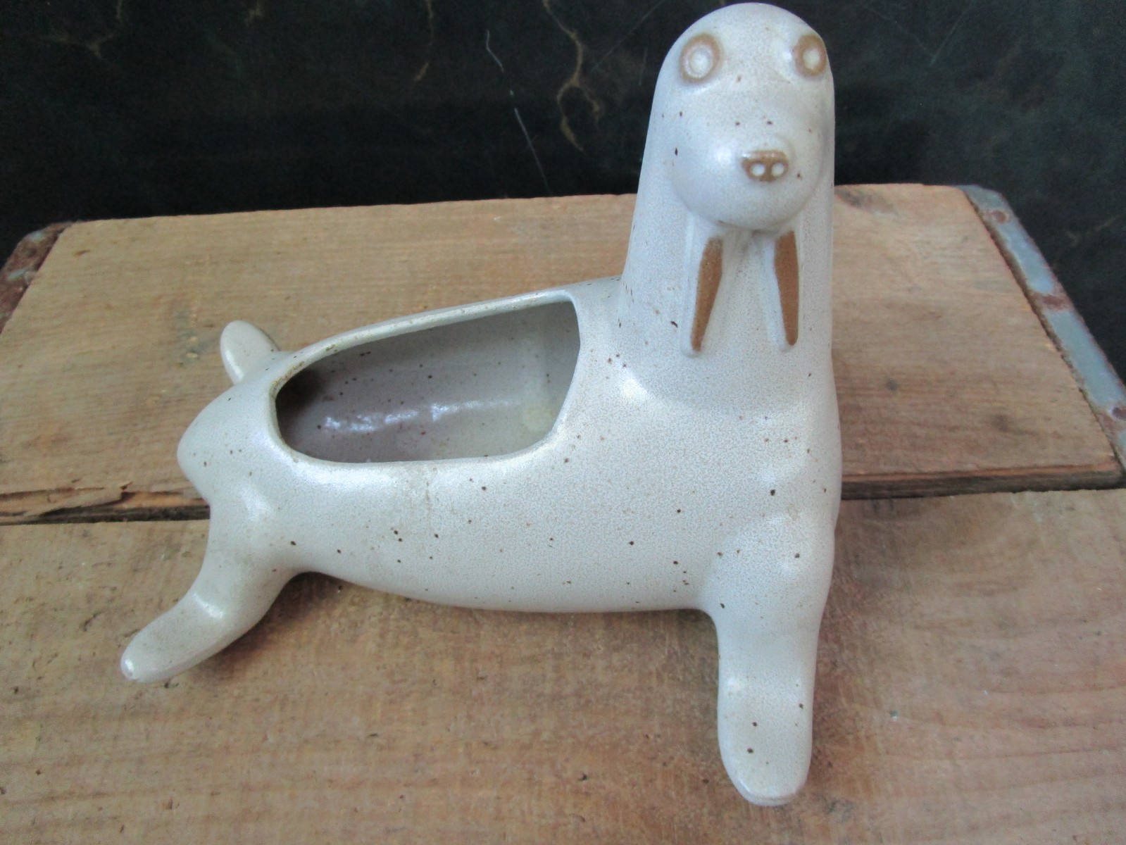 David Sewart Walrus or Sea Lion Ceramic Vase or Planter Vintage