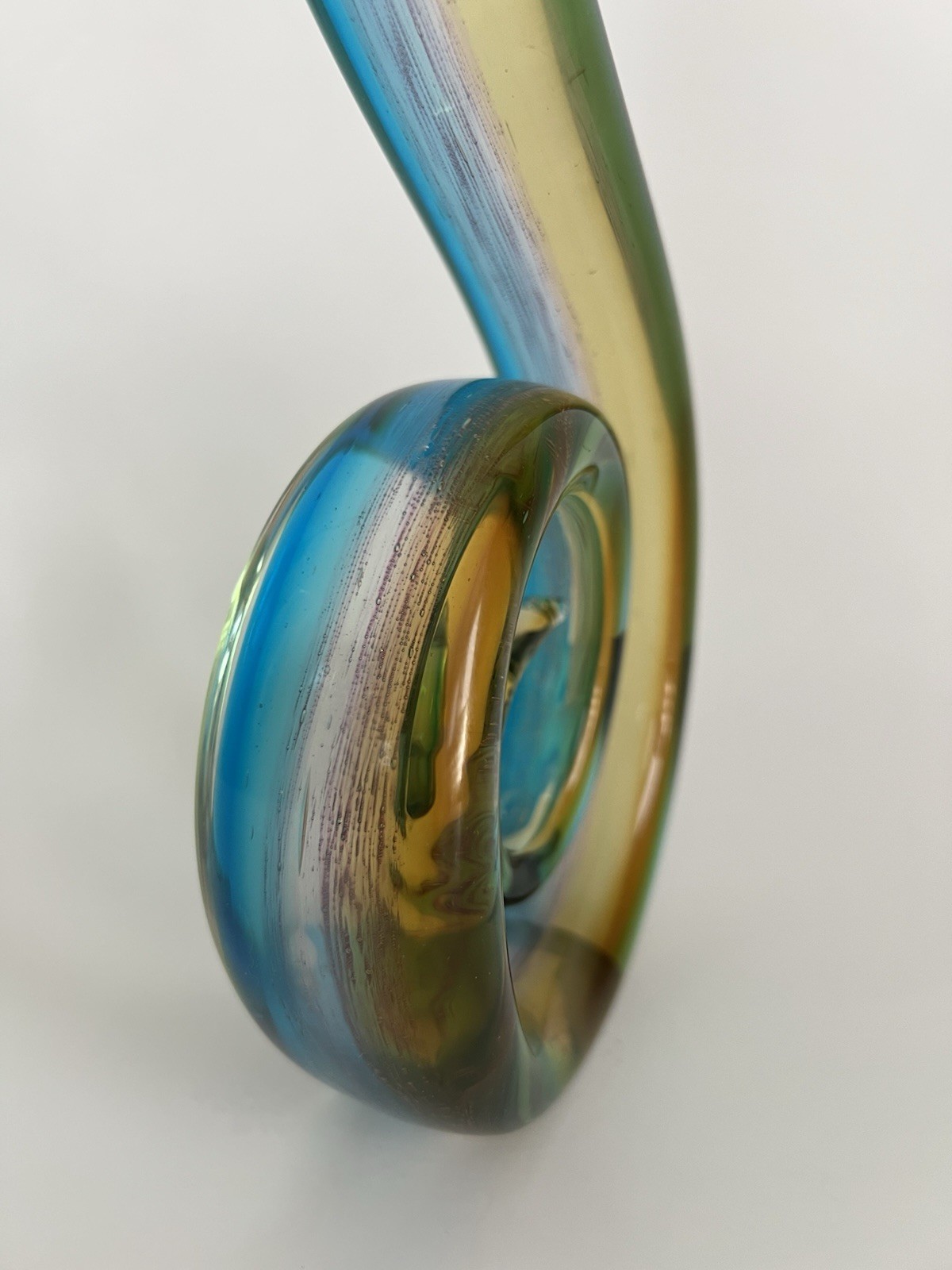 Hand Blown Vintage 12″ Murano Art Glass Fused Sculpture Music Treble Clef Note