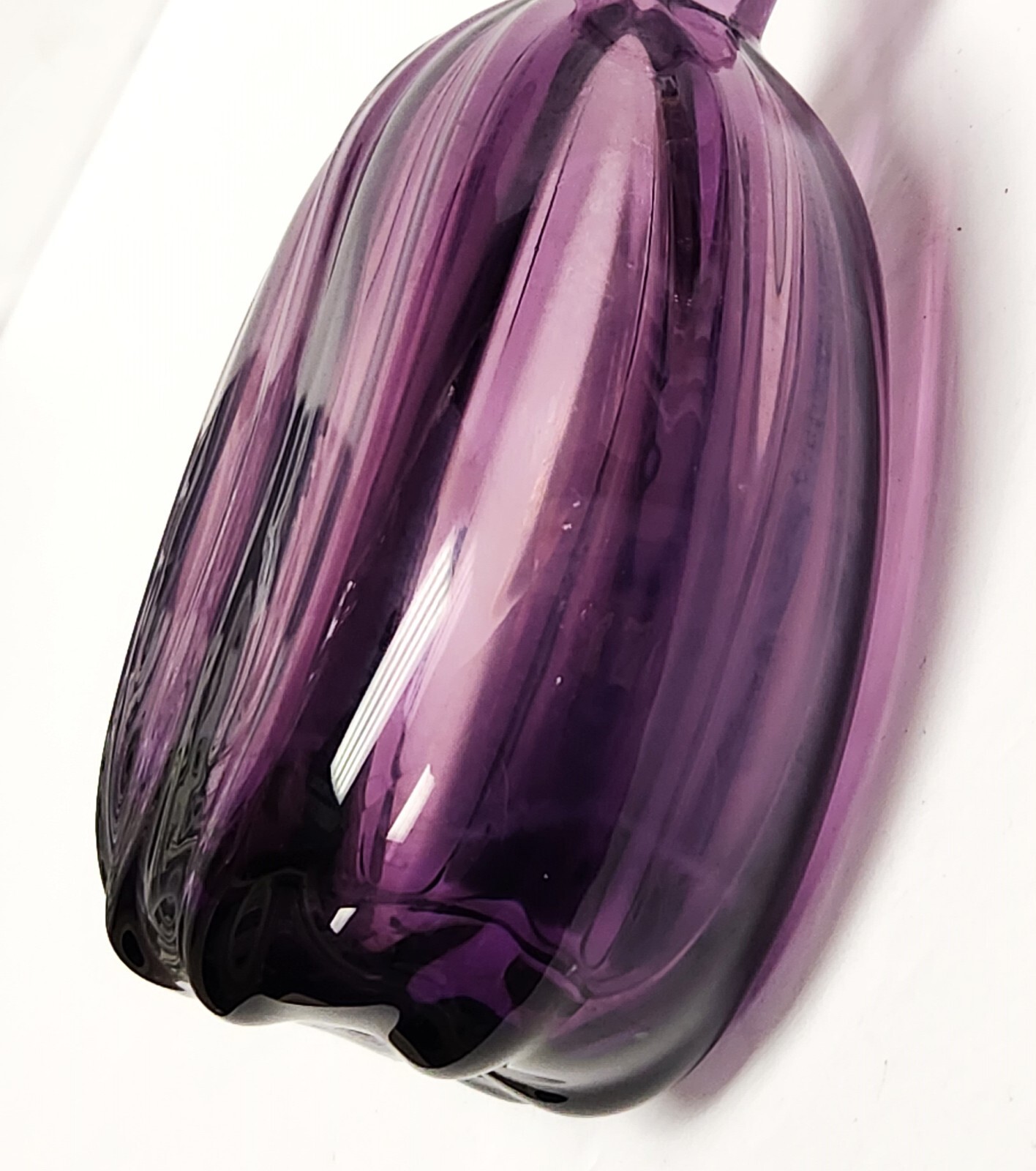 Metropolitan Museum of Art MMA Hand Blown Ribbed Purple Glass Bottle Vase