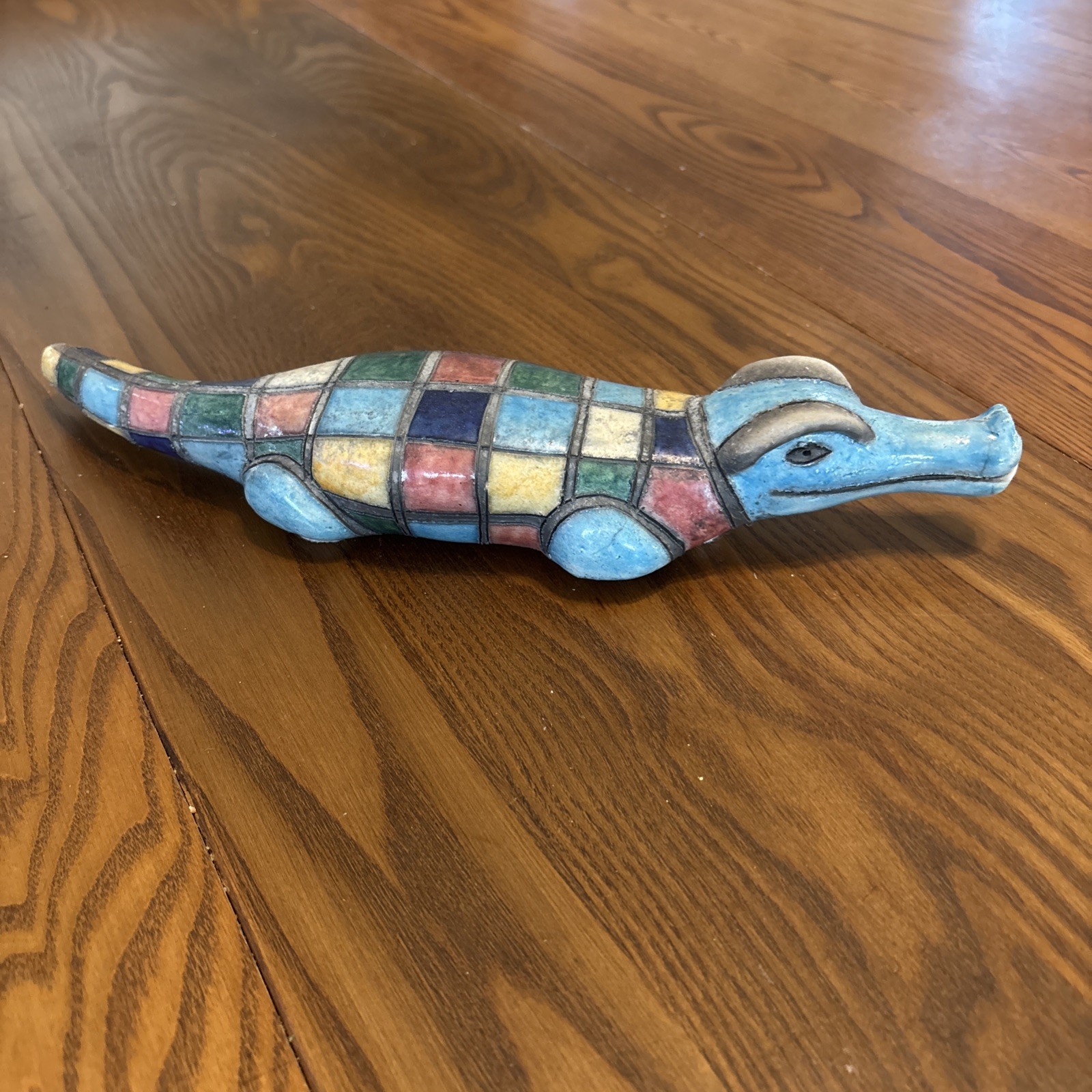 Raku Pottery Colorful Alligator