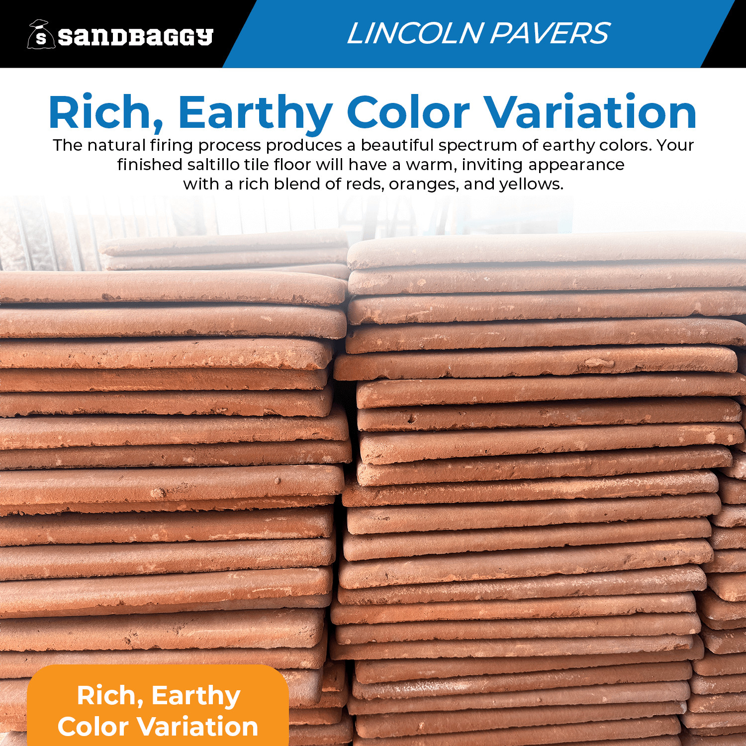 Lincoln Saltillo Tile 12×12 | Unsealed Handmade Mexican Tile – Sandbaggy