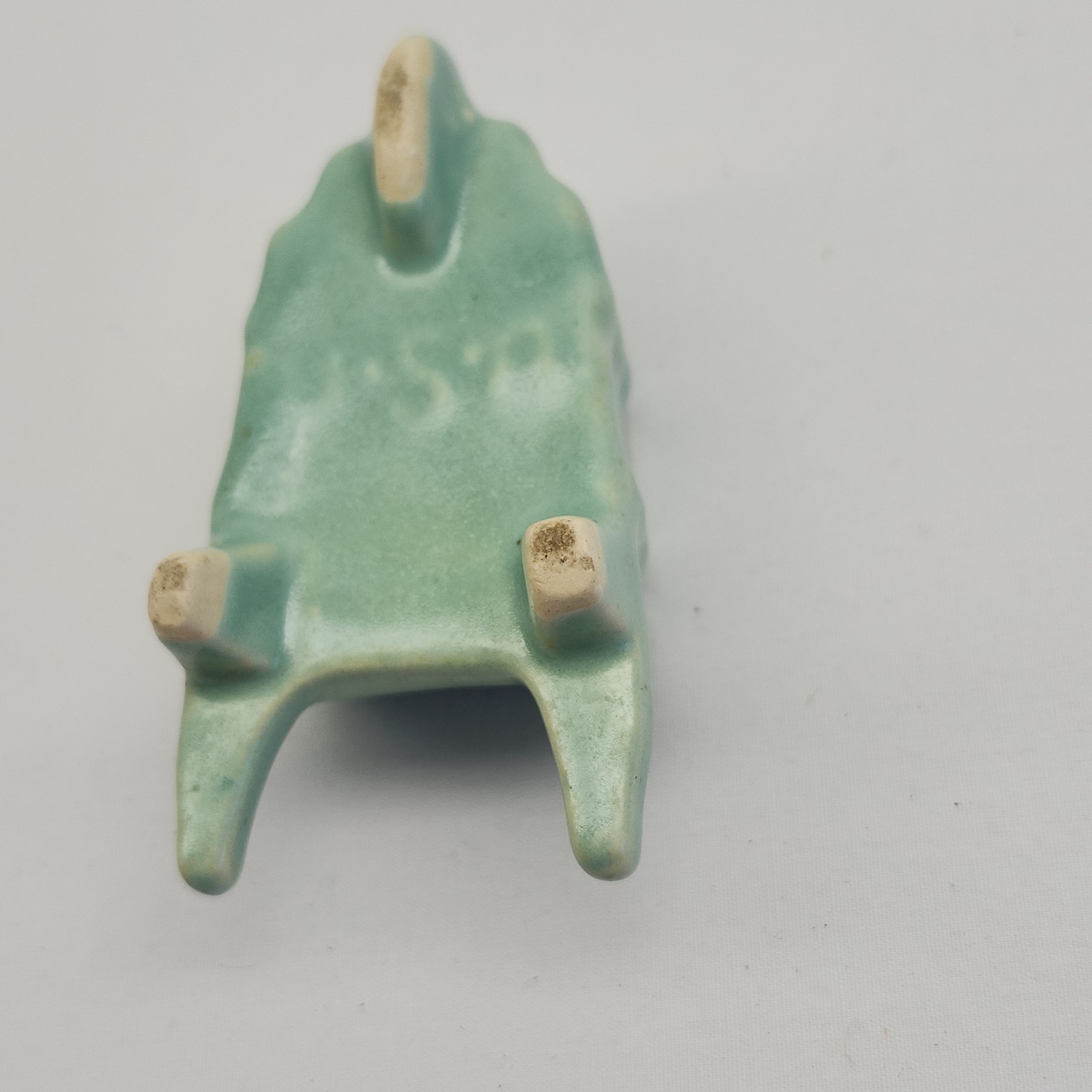 U.S.A Pottery Wheelbarrow Mini Flower Pot Seafoam Green McCoy Glass A3-2472