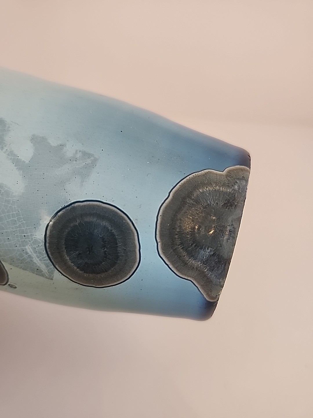 Montana 7.25″T Studio Art Pottery Vase Blue Crystalline Glaze Signed RW 2020