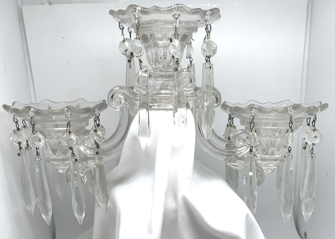 Cambridge 1573 Arm for Candelabra with 3 Bobeche & 24 Crystal Prisms
