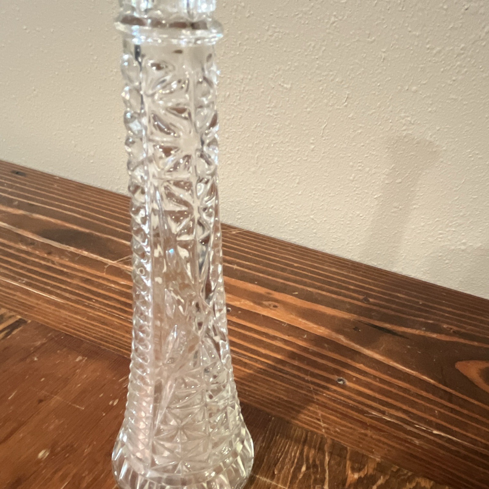 Vintage Stars & Bars Glass Vase, 9.25 in Tall