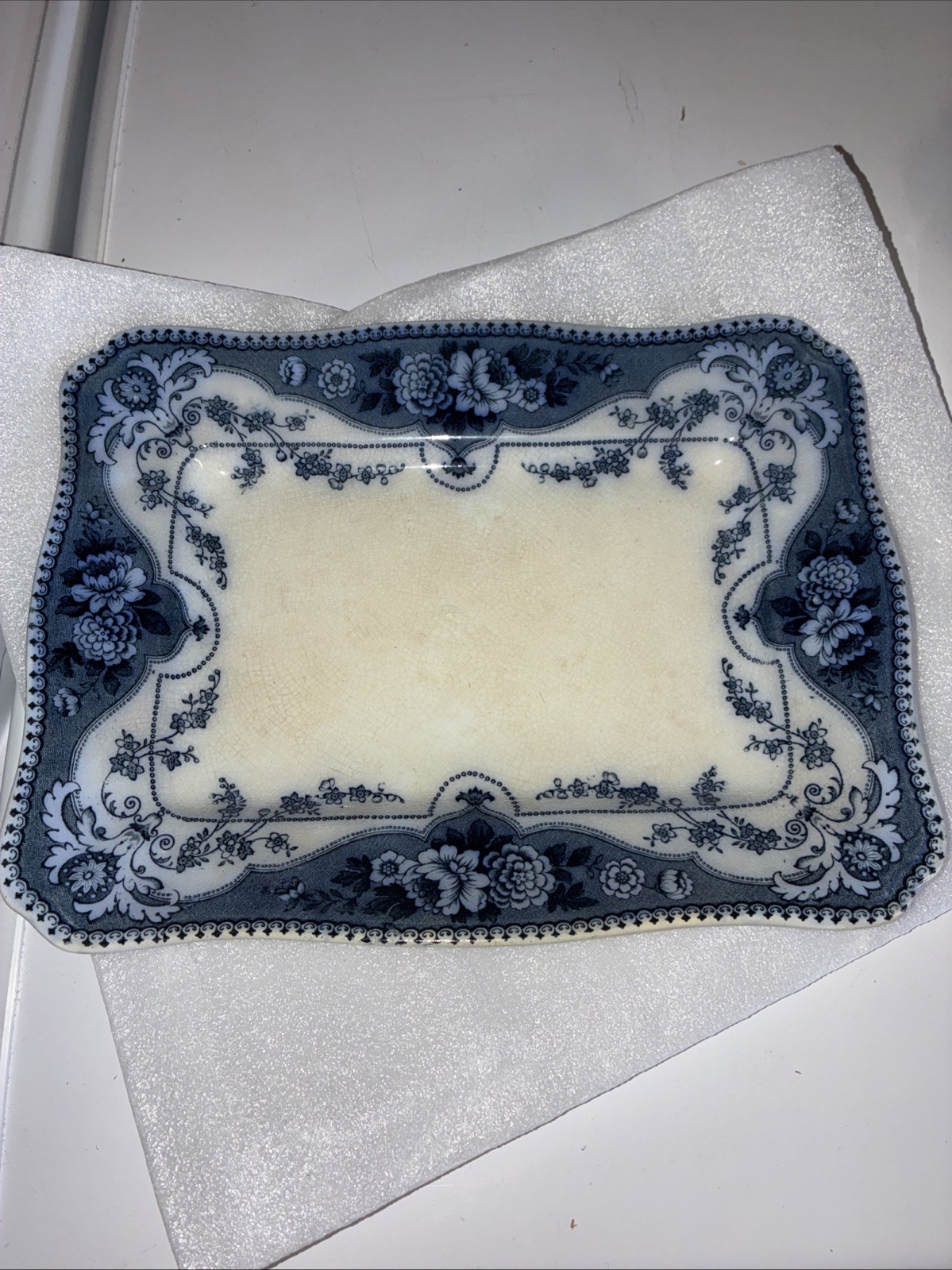 Ford & Sons Flower Blue and White Porcelain Ironstone Platter 10×8 Vintage