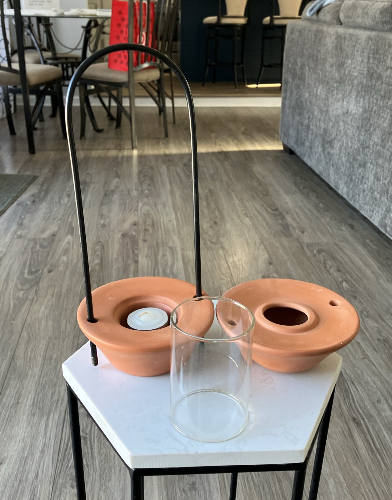 Terracotta Hanging Or Tabletop Tea Light Candle Holder New – 10” Tall