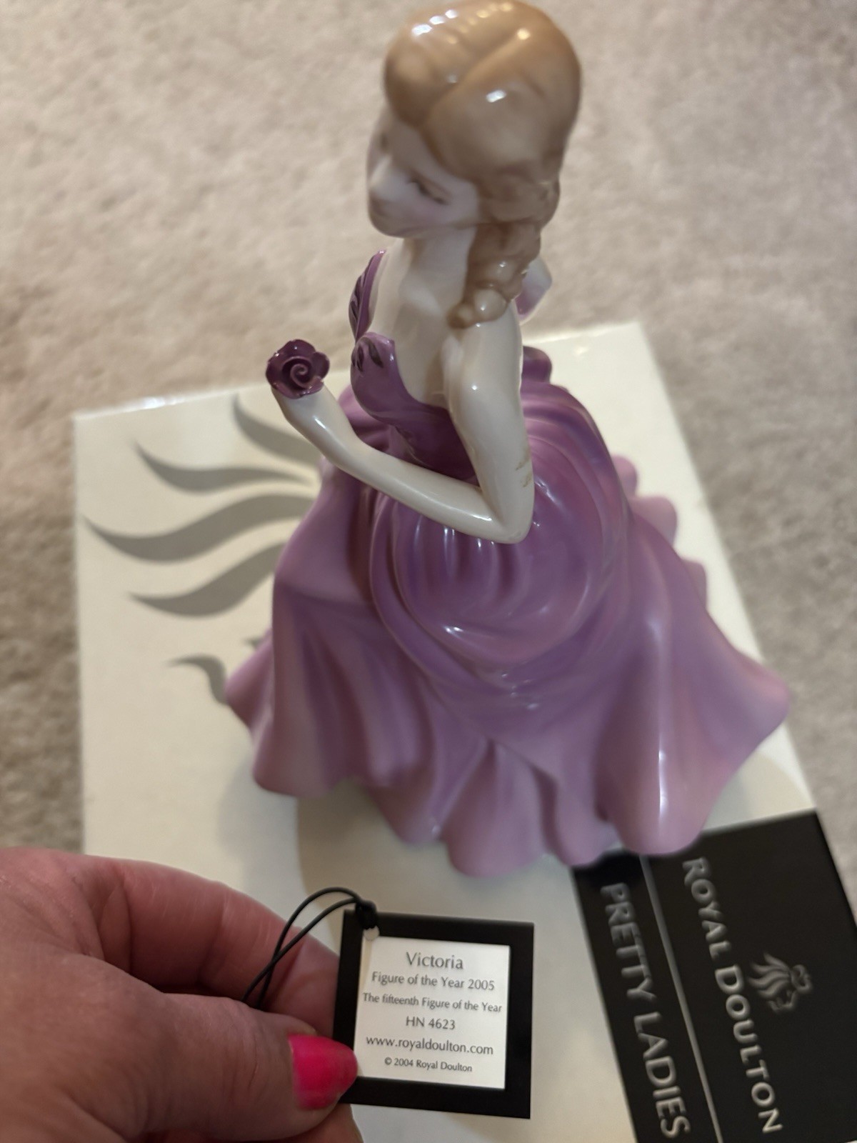 Royal Doulton Pretty Ladies Victoria Figurine 2005 Porcelain Purple/White HN4623