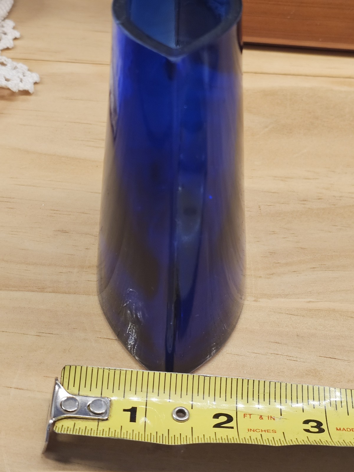 Set Of 2, Colbalt Blue 4″ Vases, Art Glass Curved Oval
