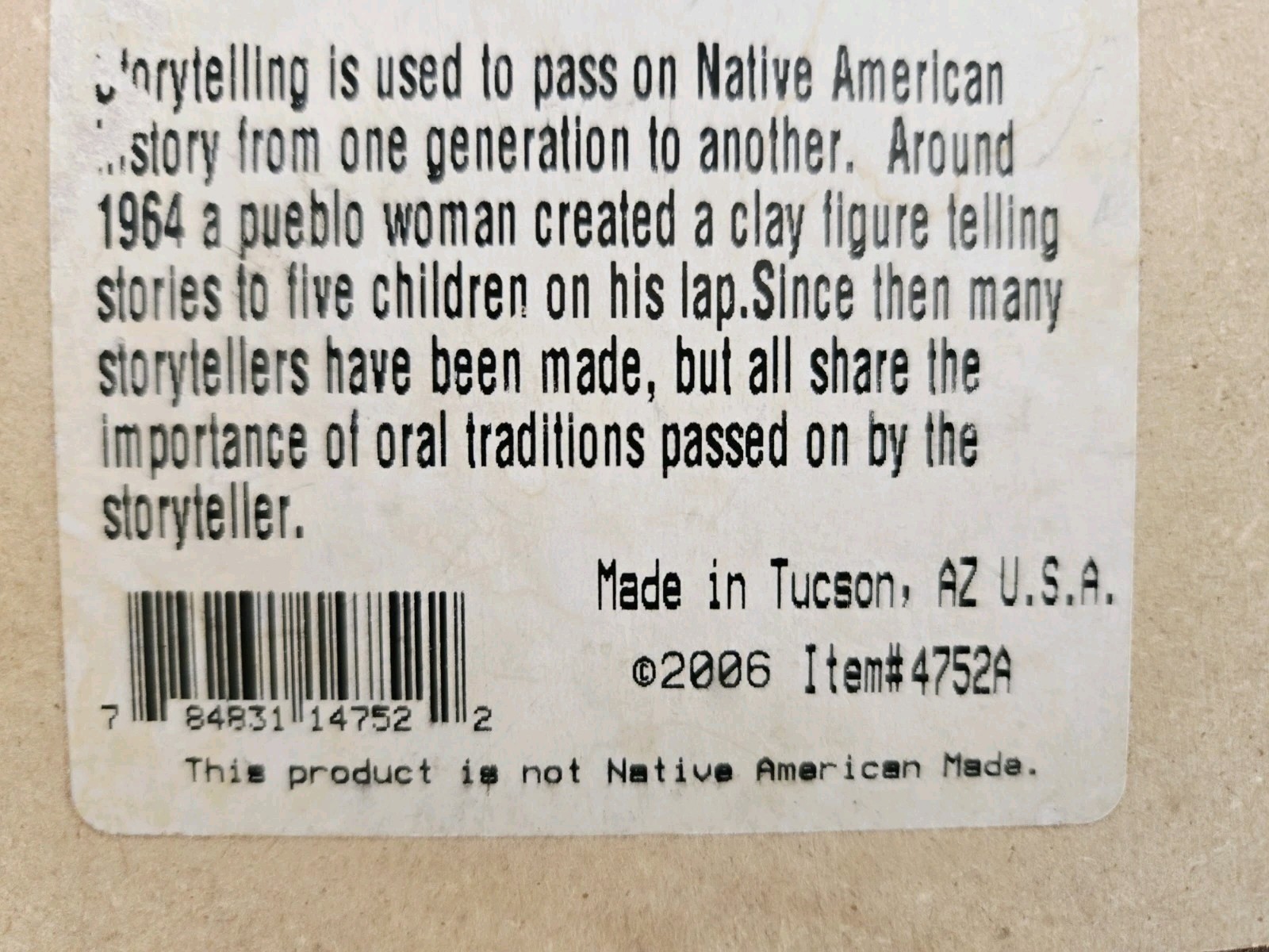 Earthtones Tile ‘Storyteller’ Pueblo Woman Southwest Clay 2006
