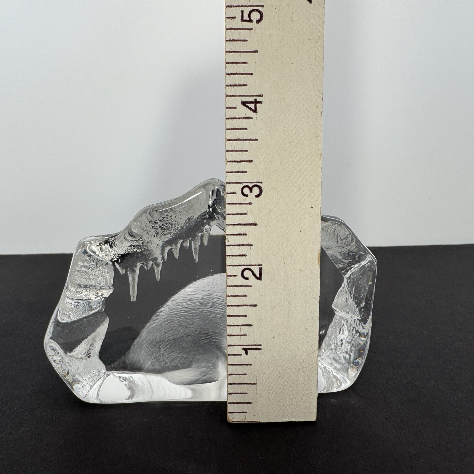 Lot/2 Signed Crystal Paperweight Sculptures Mats Jonasson Seal Nybro Wolf Sweden
