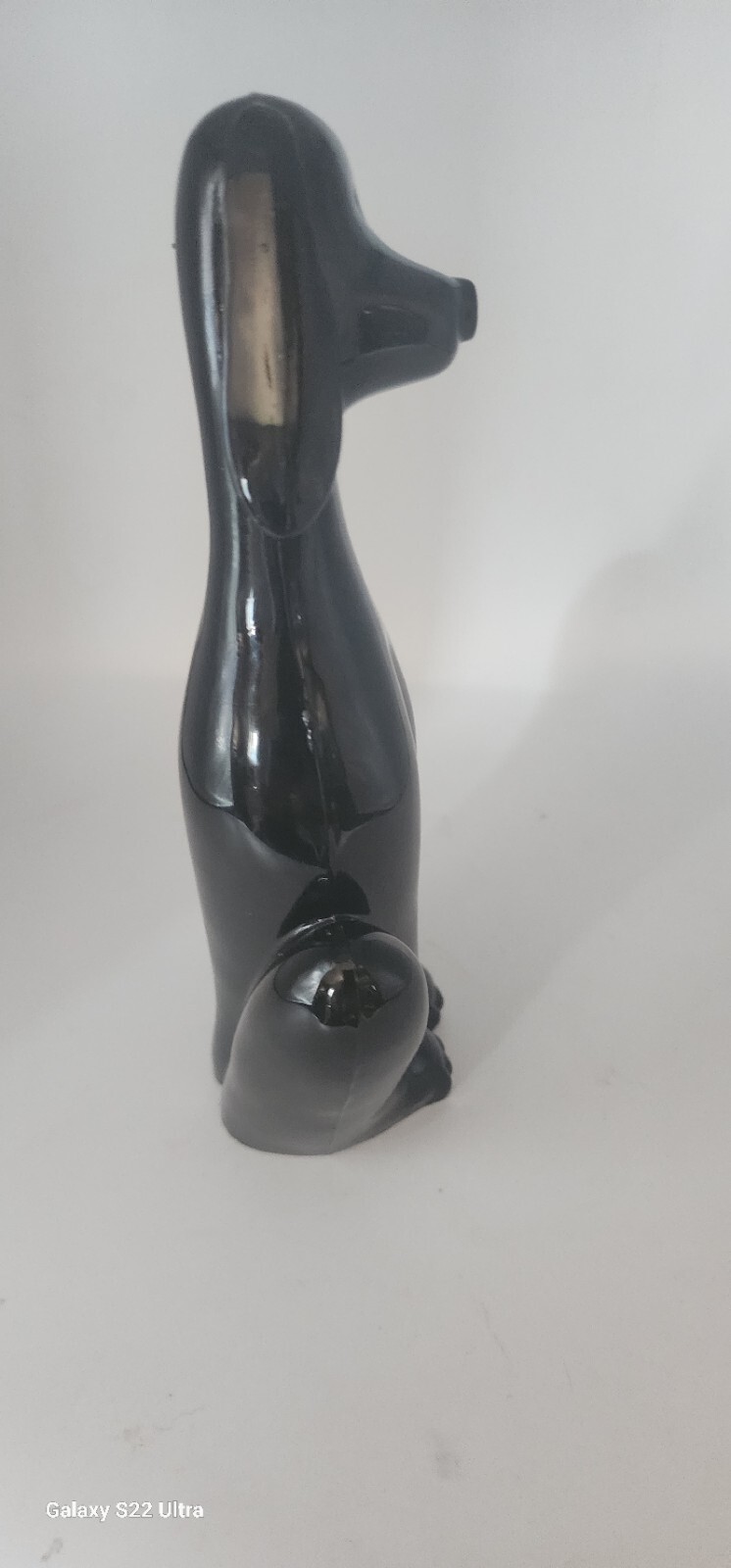Viking Glass Epic Dog Rare Shiny Black Hound Figurine 8″ MCM By Mosser Heavy