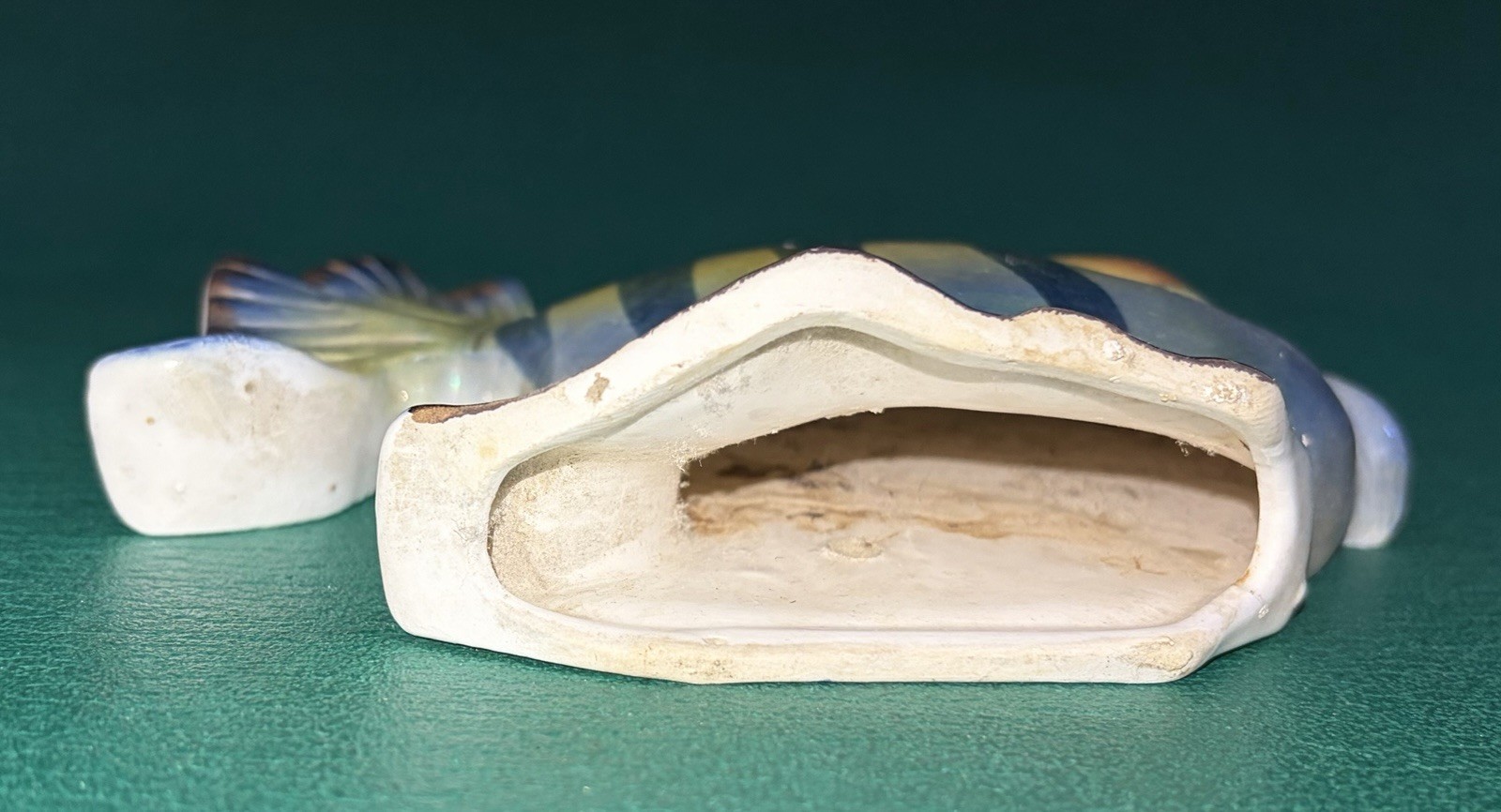 Vtg MCM Bradley Ceramic Fish Wall Pocket Gold Accent Japan, Set of 2, Damage