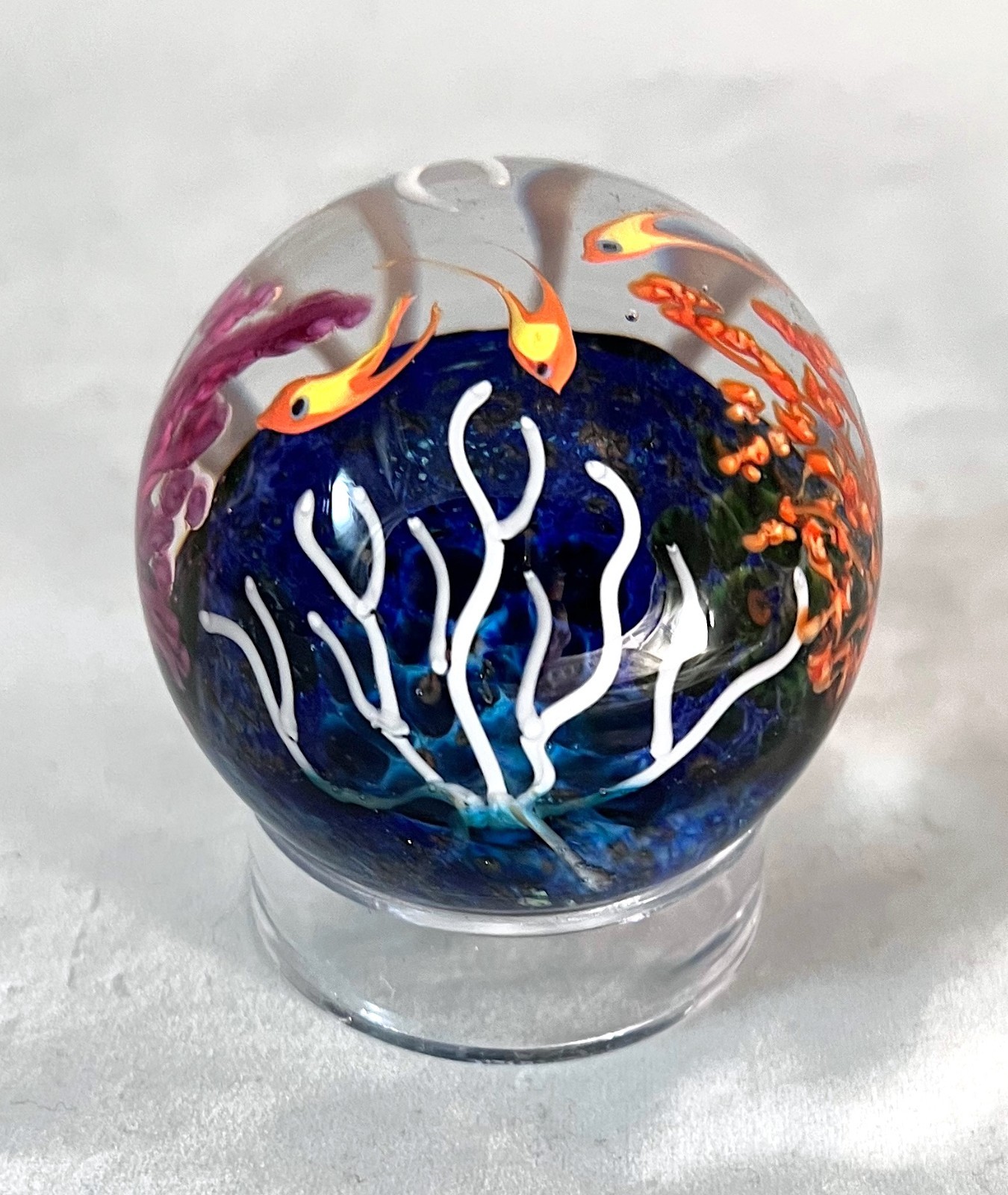 Cathy Richardson Paperweight, Lampwork Art Glass, Underwater Scene, Signed, 2007