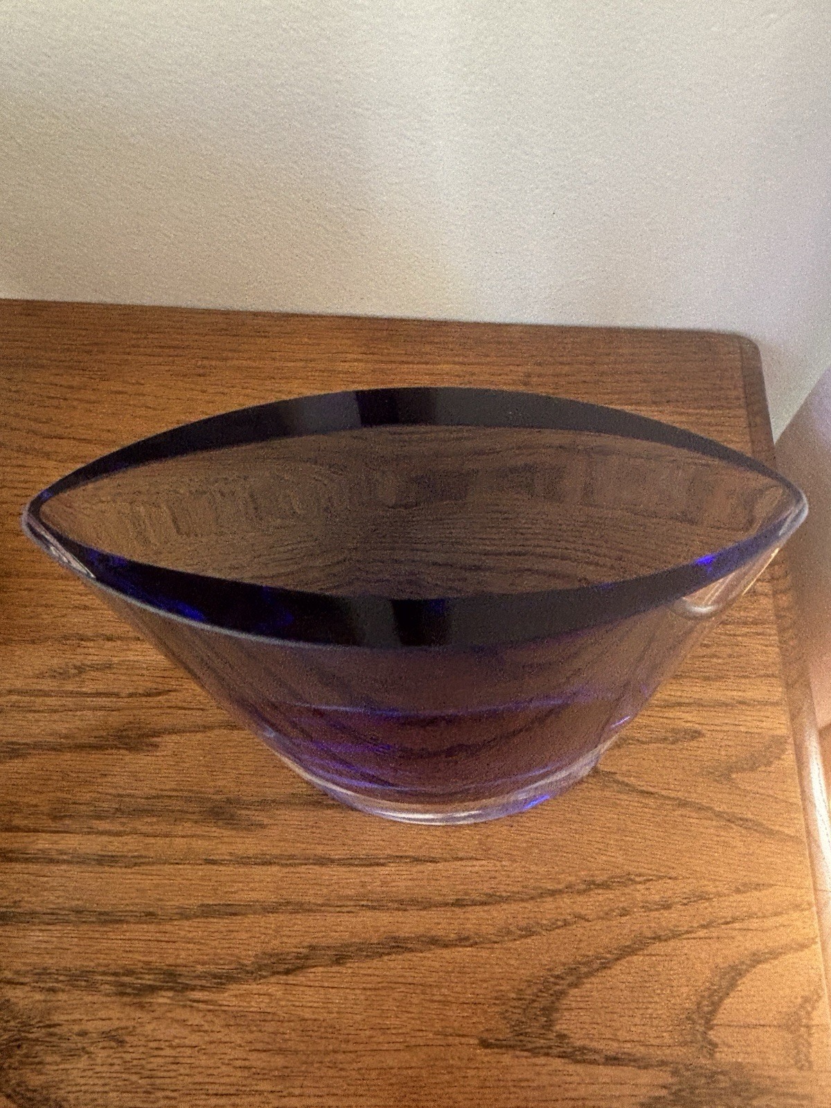 VNTG Lindshammar Sweden Gunnar Ander Midcentury Modern Blue And Clear Glass Vase