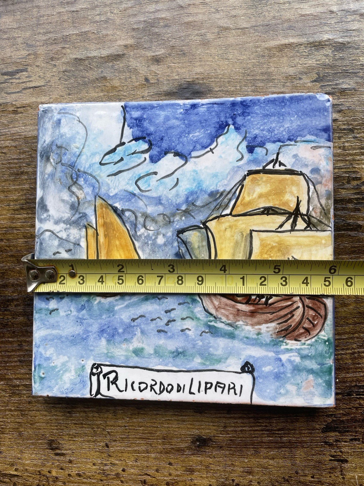 Vintage Italian Wall Tile Italy Sailboats Hand painted