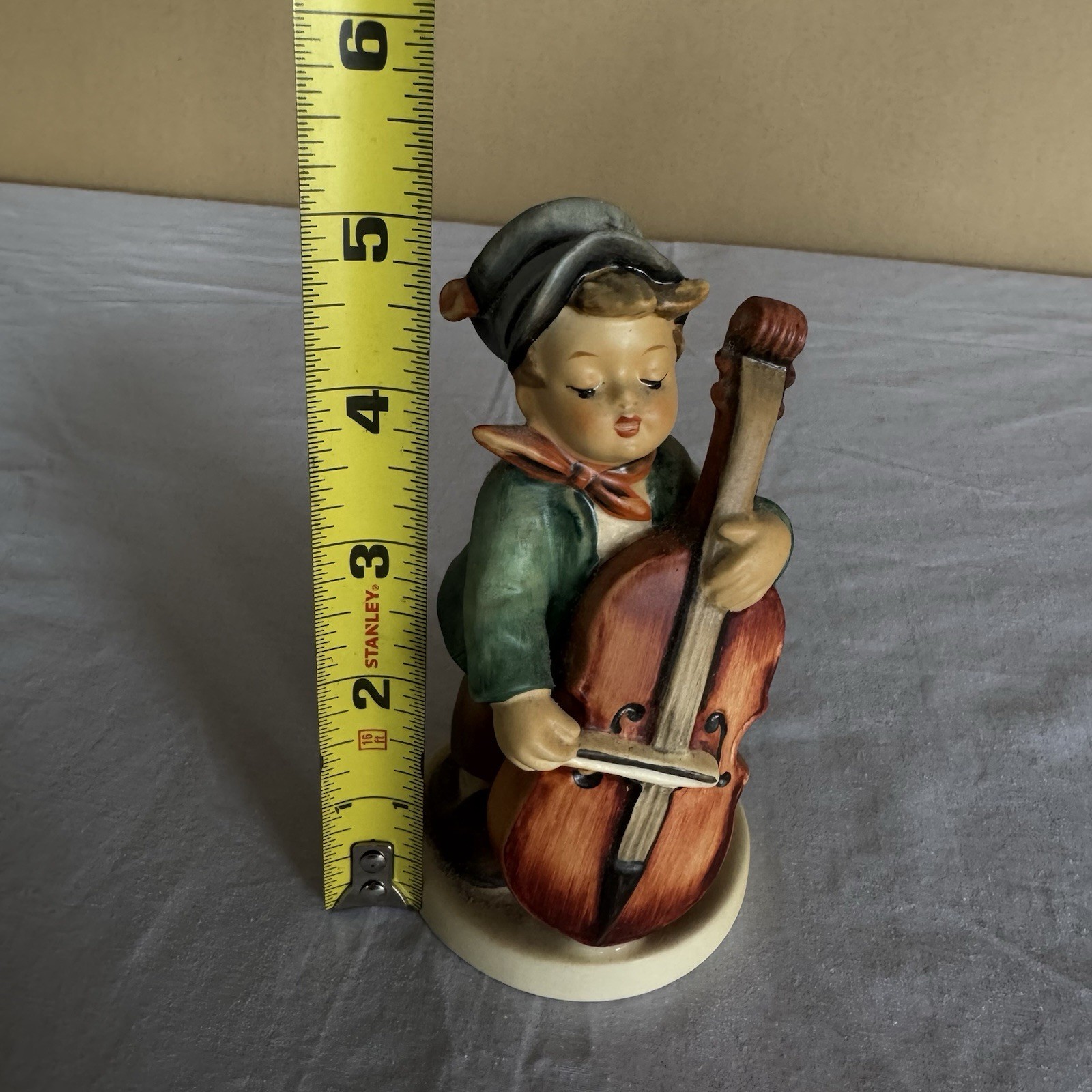 Ceramic Music Figurine Multicolor Boy Playing Cello 5.5in Decorative