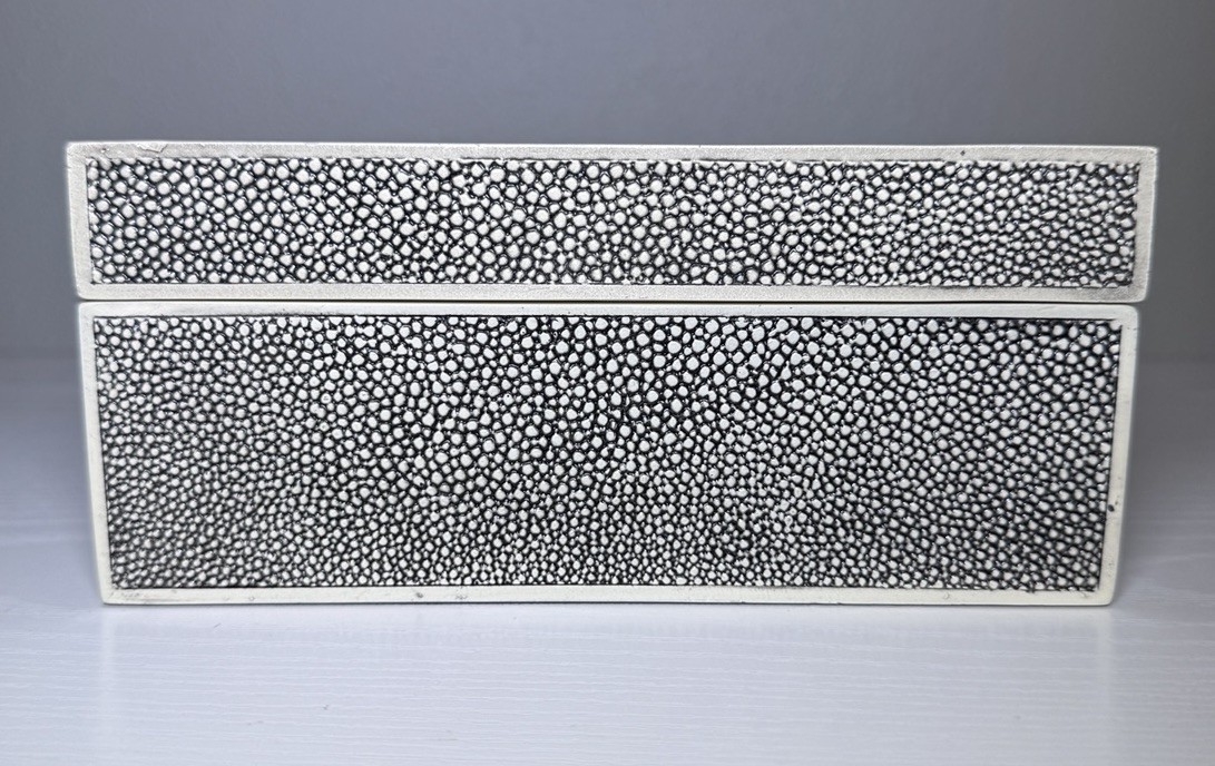 Vintage Shagreen Keepsake Box Blue/Black White – Heavy – 4 Pounds – 3”x5”x7”