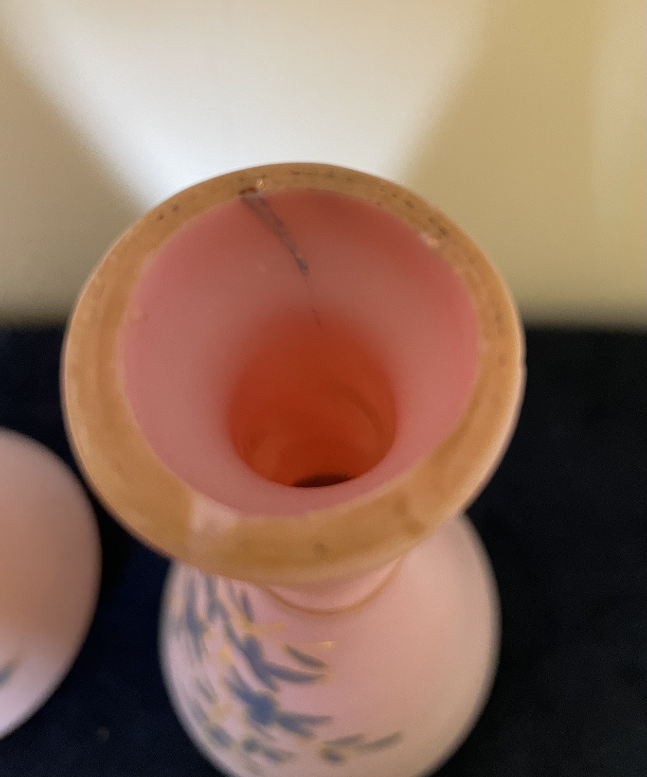 Pair of Victorian Art Glass Decorated Pink Satin Mantel Vases Thomas Webb