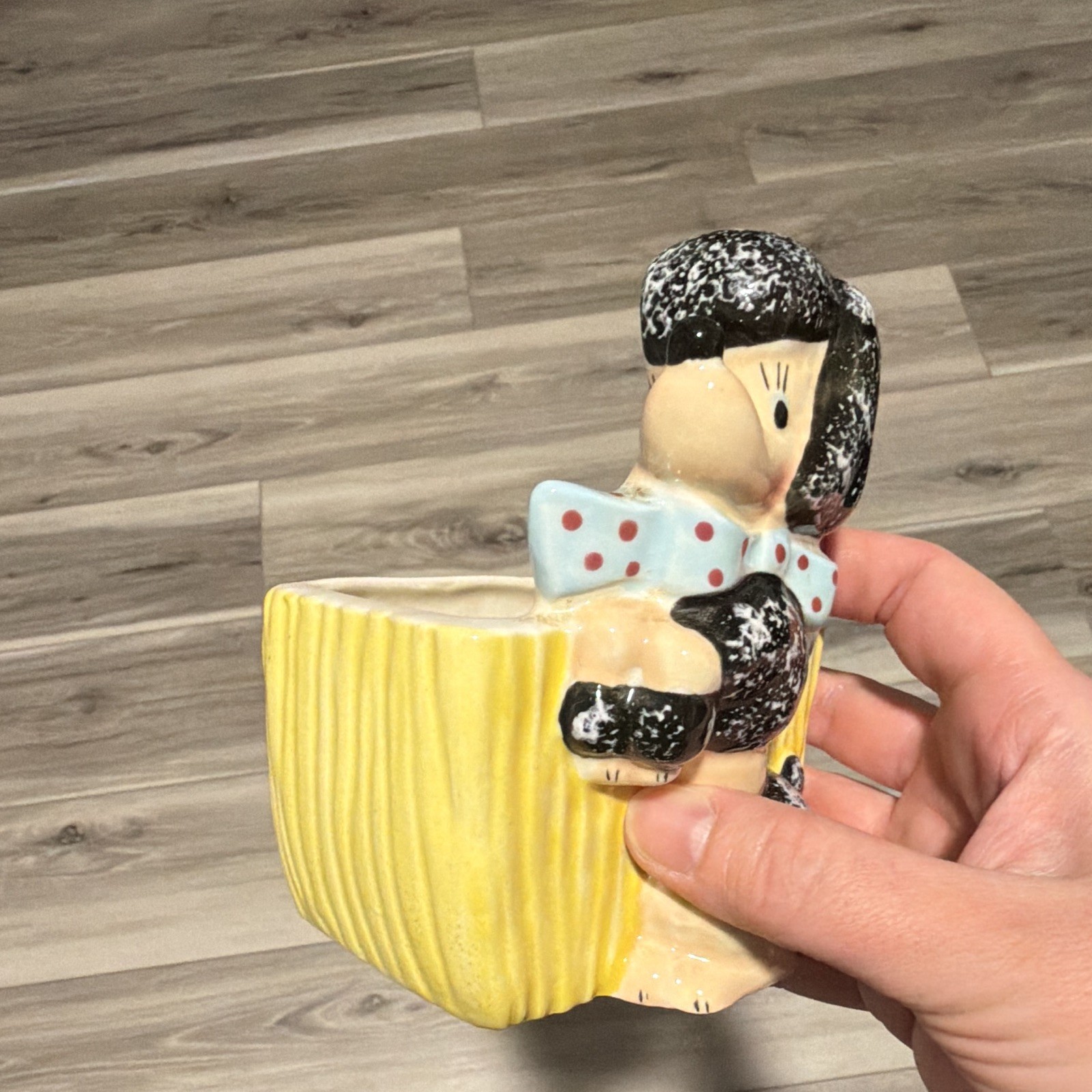 Vintage ceramic dog-poodle planter stamped 538