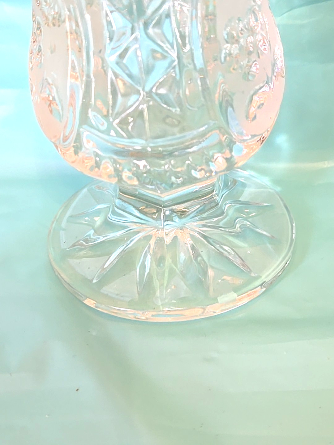 Vtg Crystal Clear Industries Candlestick Holder Yugoslavia 24% Lead Glass Flower